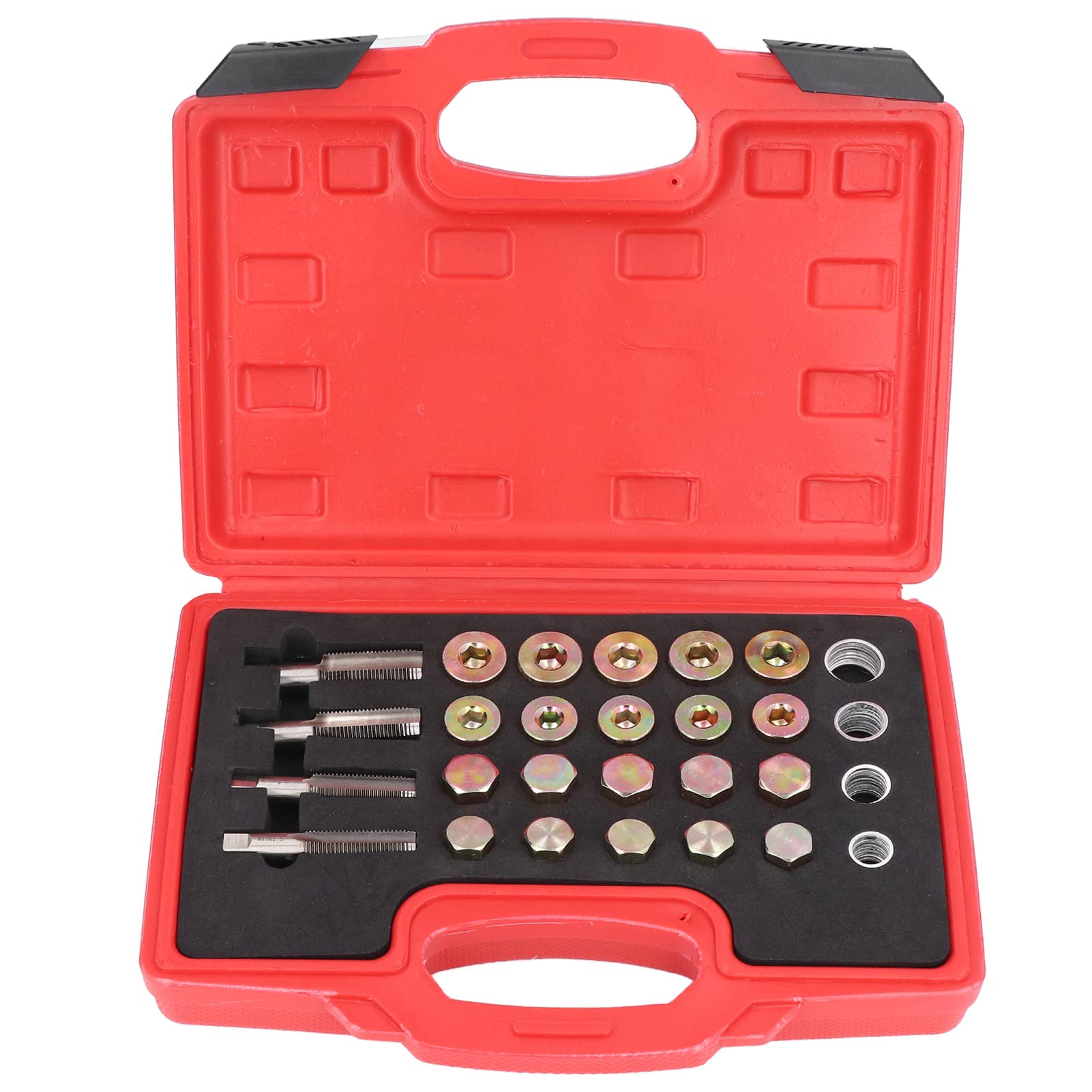 64Pcs Oil Pan Thread Repair Kit - Gearbox Drain Plug Rethreading Tool Set for M13 M15 M17 M20 | Engine Parts Repair Kit with Thread Restorer | Perfect for Automotive Maintenance & DIY Mechanics