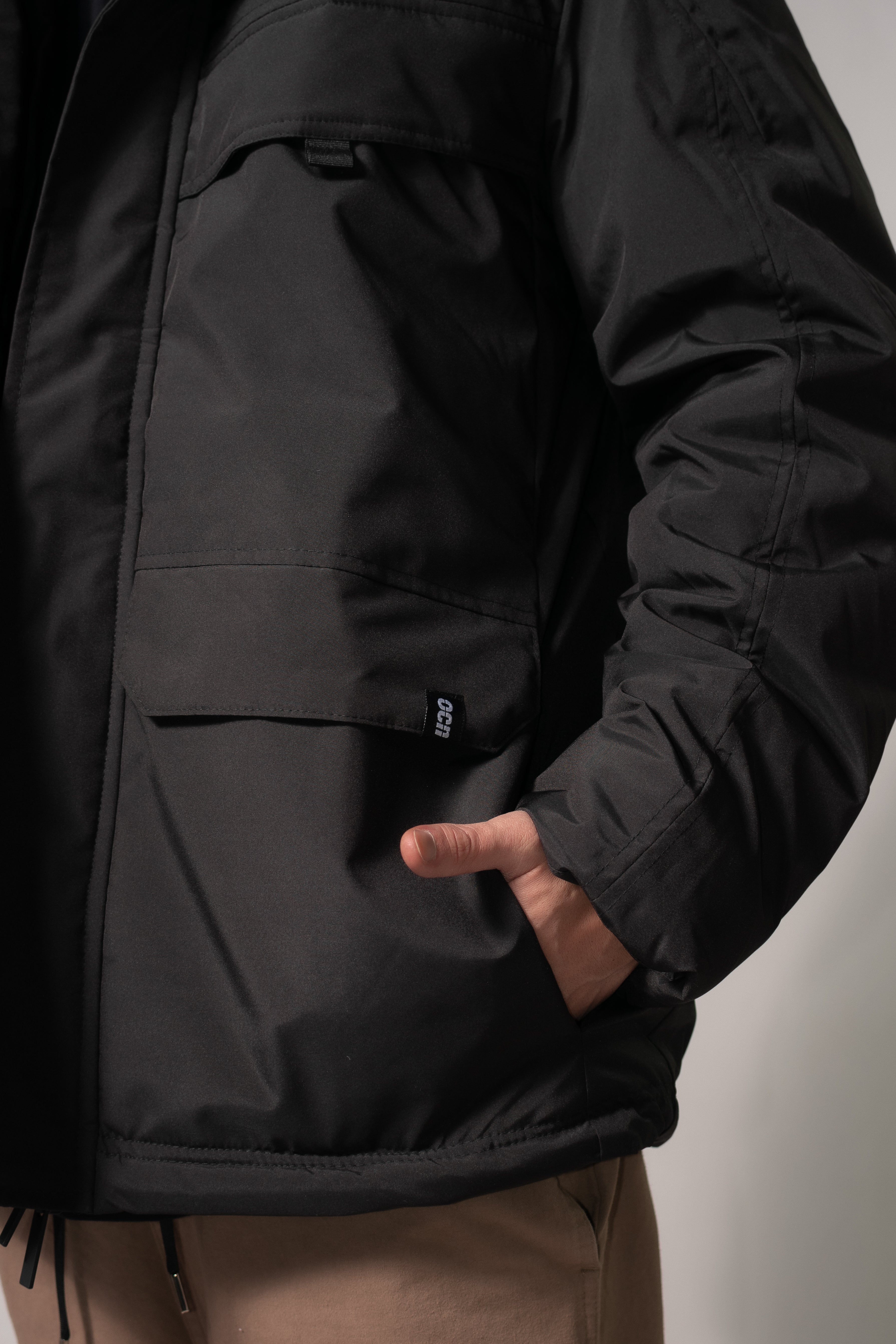 OCN H Solid Black Men's Winter Jacket - Waterproof & Windproof Outdoor Coat for Hiking, Camping, and Cold Weather