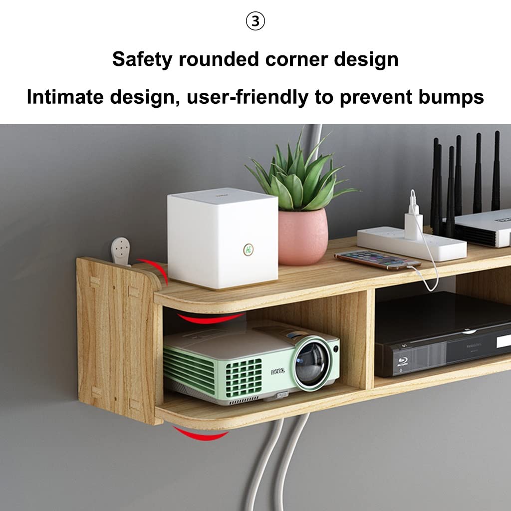 Wall Mounted WiFi Router Shelf - Large Multi-Function Storage Rack for Wireless Routers, TV Set-Top Boxes & Power Strips | Perfect for Home Office & Entertainment Center Organization