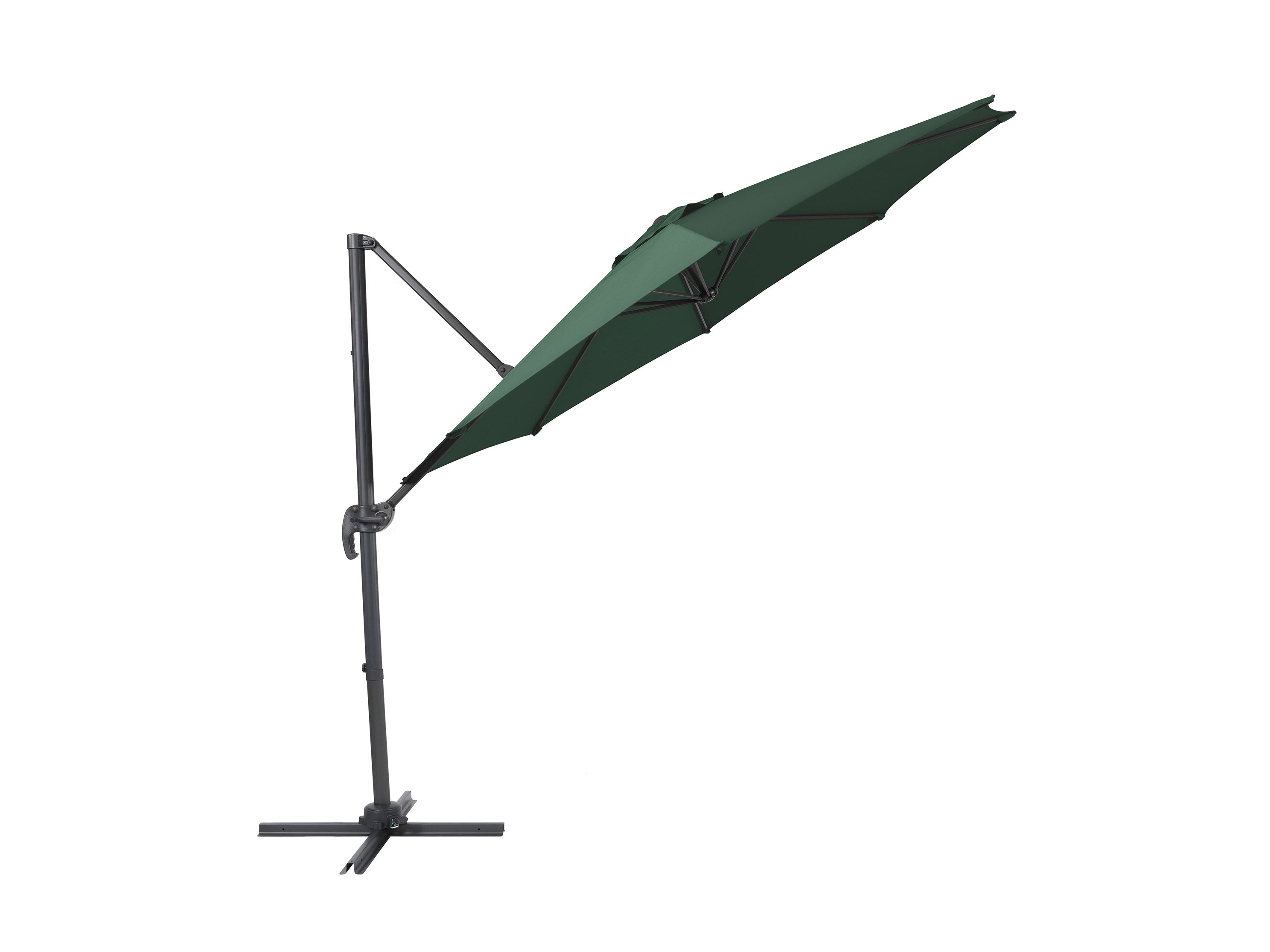 9.5ft Offset Patio Umbrella with 360 Degree Rotation - Dark Green Outdoor Cantilever Umbrella for Poolside, Garden, and Patio Shade