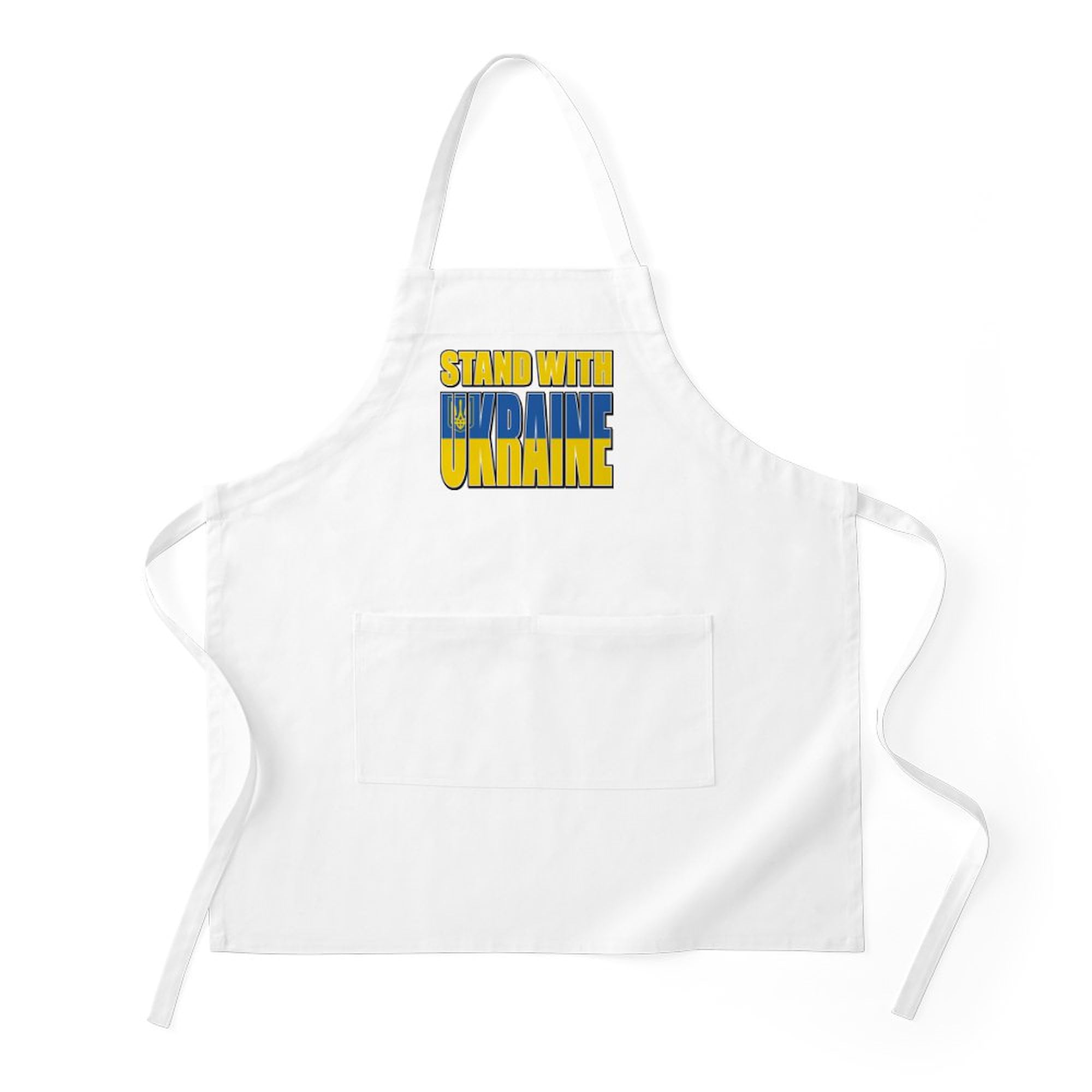 Stand With Ukraine Kitchen Apron with Pockets - Adjustable Grilling & Baking Apron for Cooking, BBQ, Baking - Perfect for Home Chefs & Ukraine Supporters