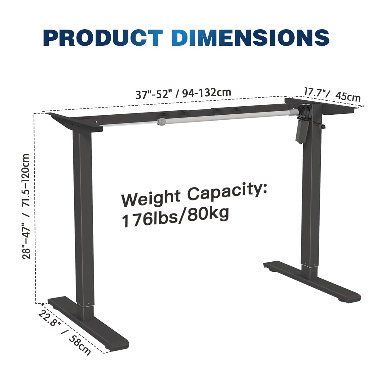 Electric Adjustable Standing Desk Frame with 3 Memory Height Settings - Ergonomic Stand Up Desk Base for Home & Office Workstation - Perfect for Remote Work, Gaming & Study