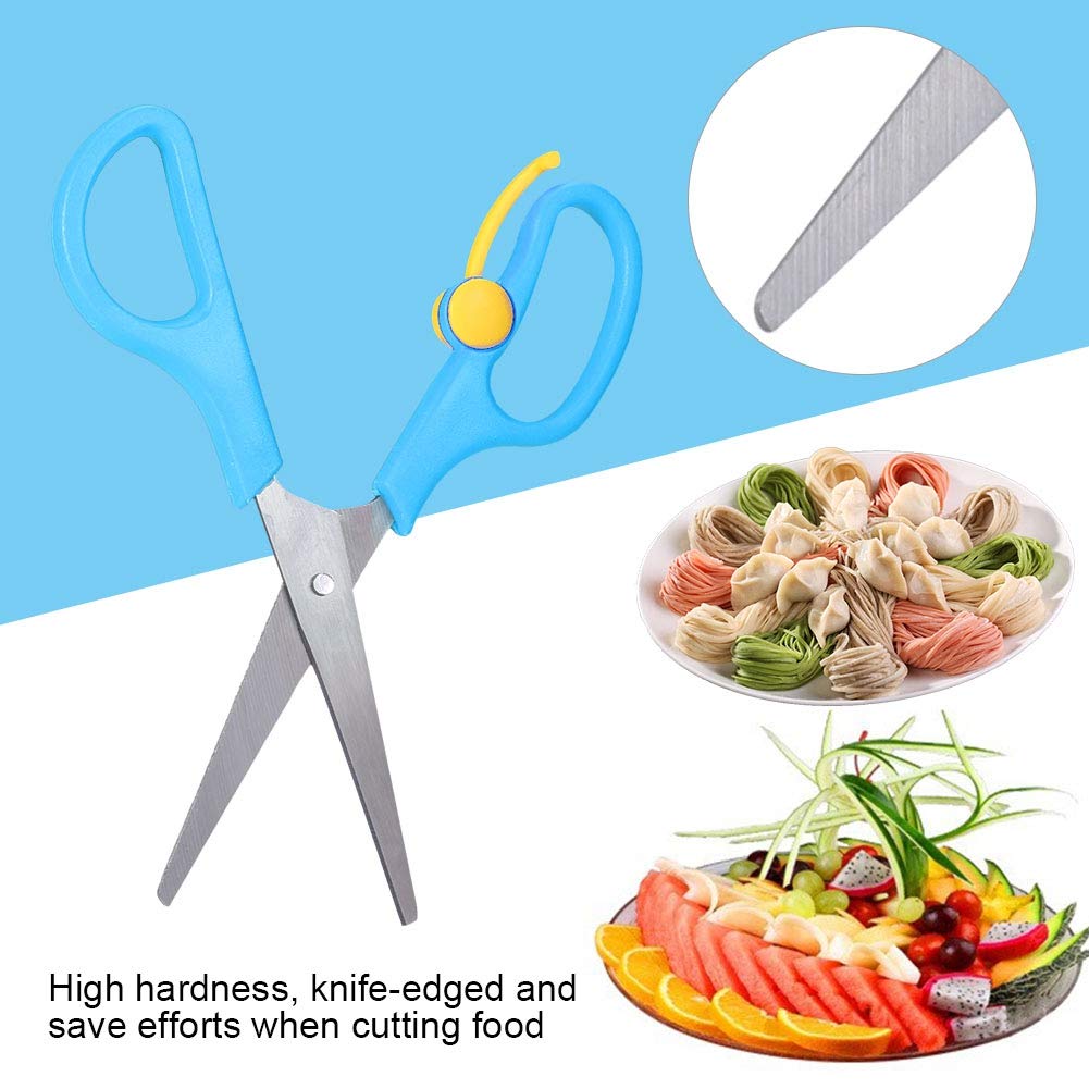Stainless Steel Baby Food Scissors for Toddlers - Safe Training Scissors for Preschool Kids (Blue) - Perfect for Cutting Formula Powder, Fruits & Soft Foods