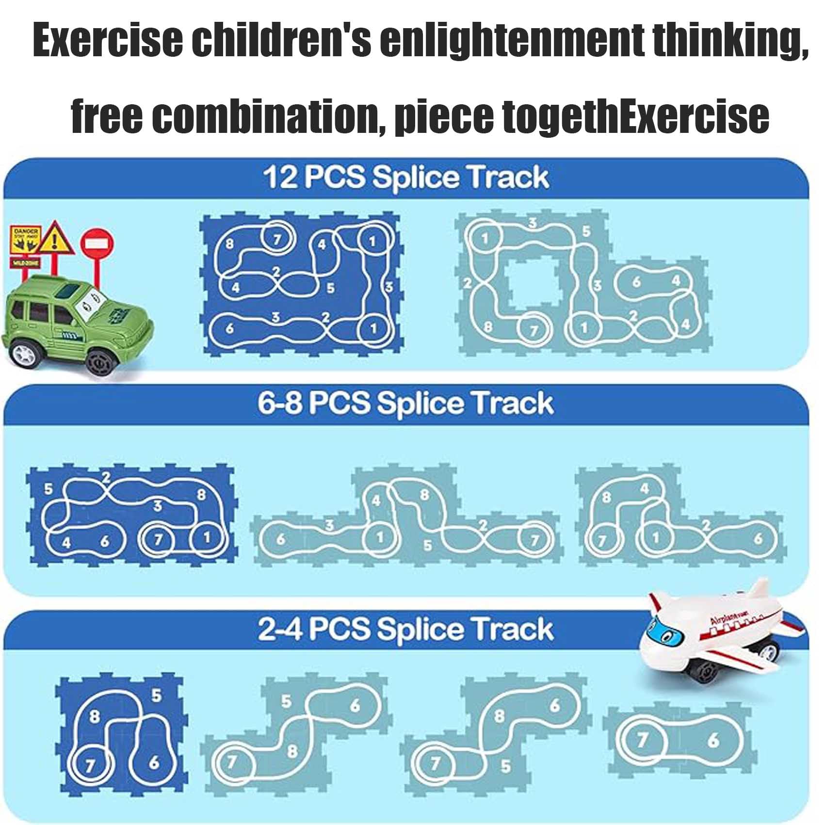 Puzzle Racer Kids Car Track Set - Educational Toy for Ages 3-5 | Interactive Race Tracks with Vehicles & Replaceable Rails | STEM Learning Toy for Hand-Eye Coordination | Perfect for Birthday Gifts & Indoor Playtime