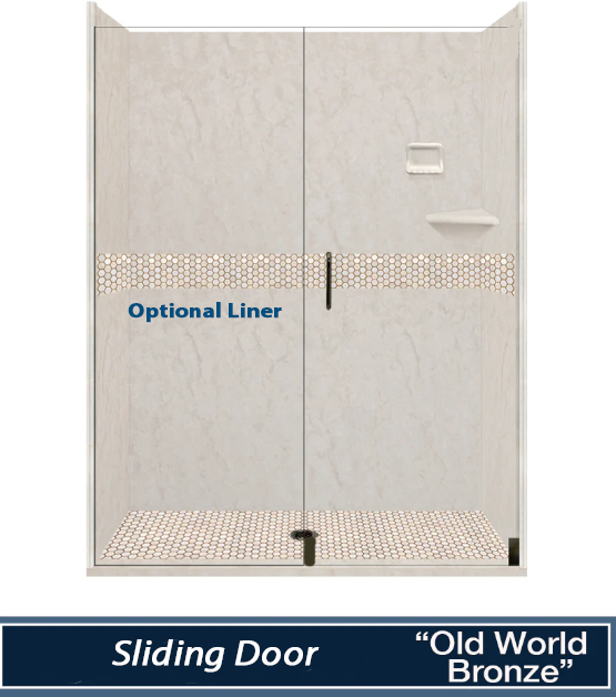 Premium Rafe Marble Alcove Shower Kit with 3 Accent Options (Liner Optional) - Luxury Bathroom Upgrade for Modern Homes & Spa-Like Experience