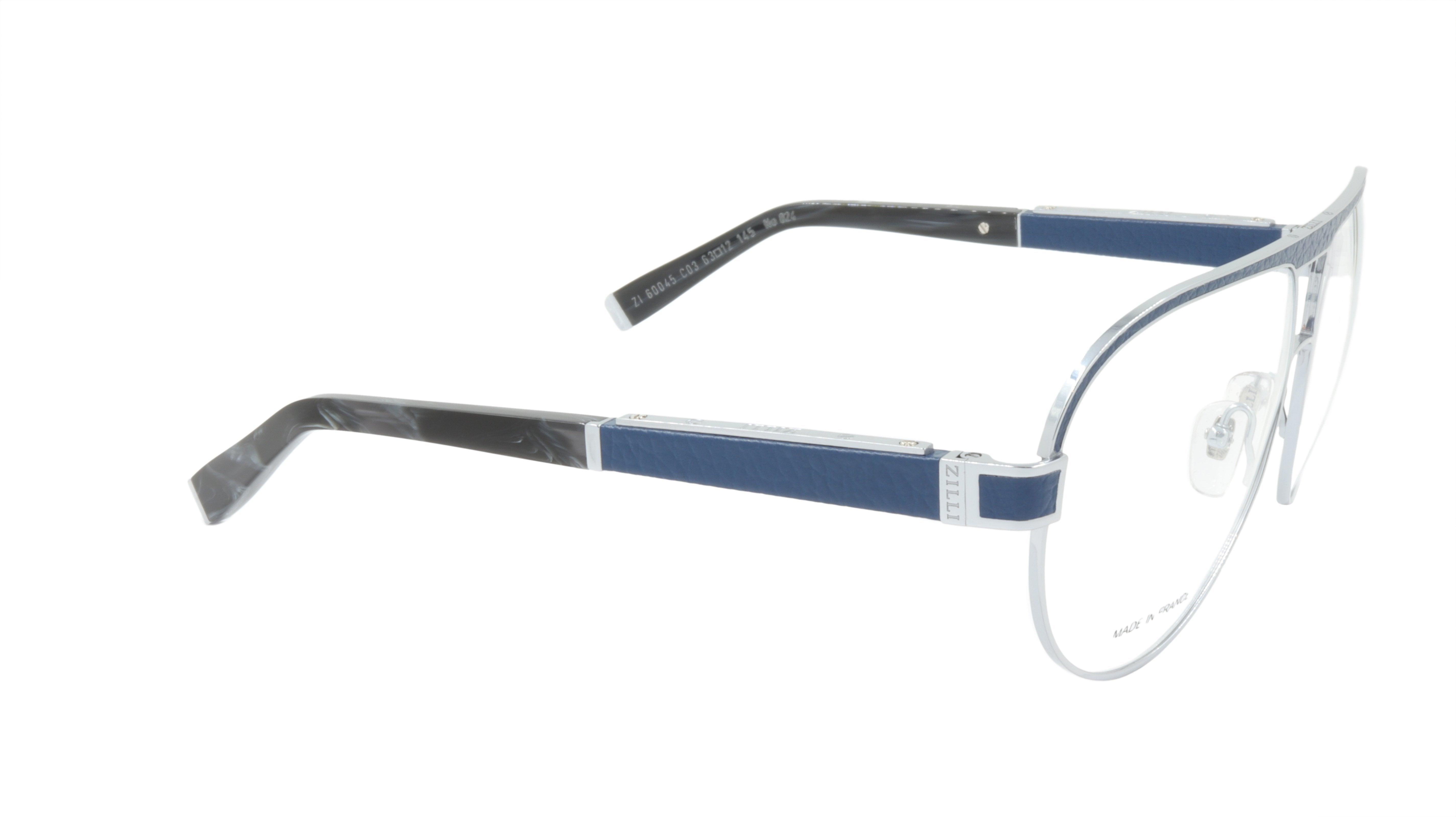 ZILLI ZI 60045 C03 Premium Titanium & Acetate Eyeglass Frames with Genuine Leather Temples - Handcrafted in France | Perfect for Business Professionals & Luxury Fashion Enthusiasts