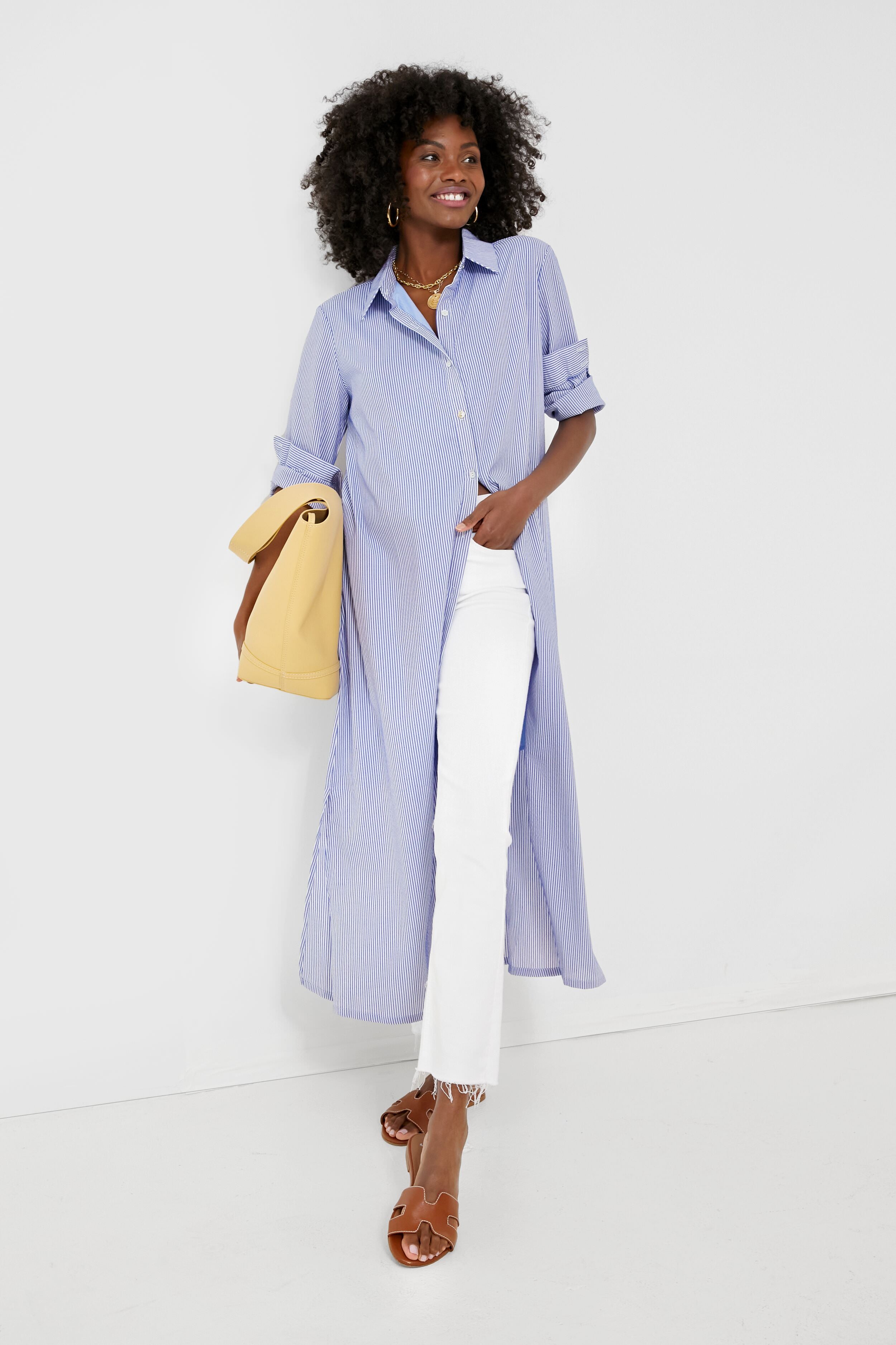 Stylish Blue Stripe Griffin Dress for Women - Elegant Flowy Midi Dress for Casual Outings, Parties & Summer Vacations