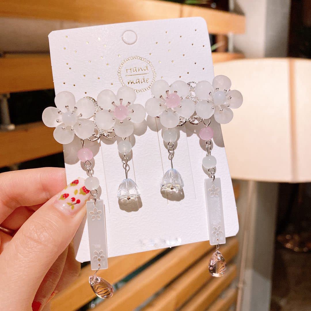 2 Pcs Floral Tassel Hair Clips for Women & Girls - Hair Accessories for Parties & Weddings