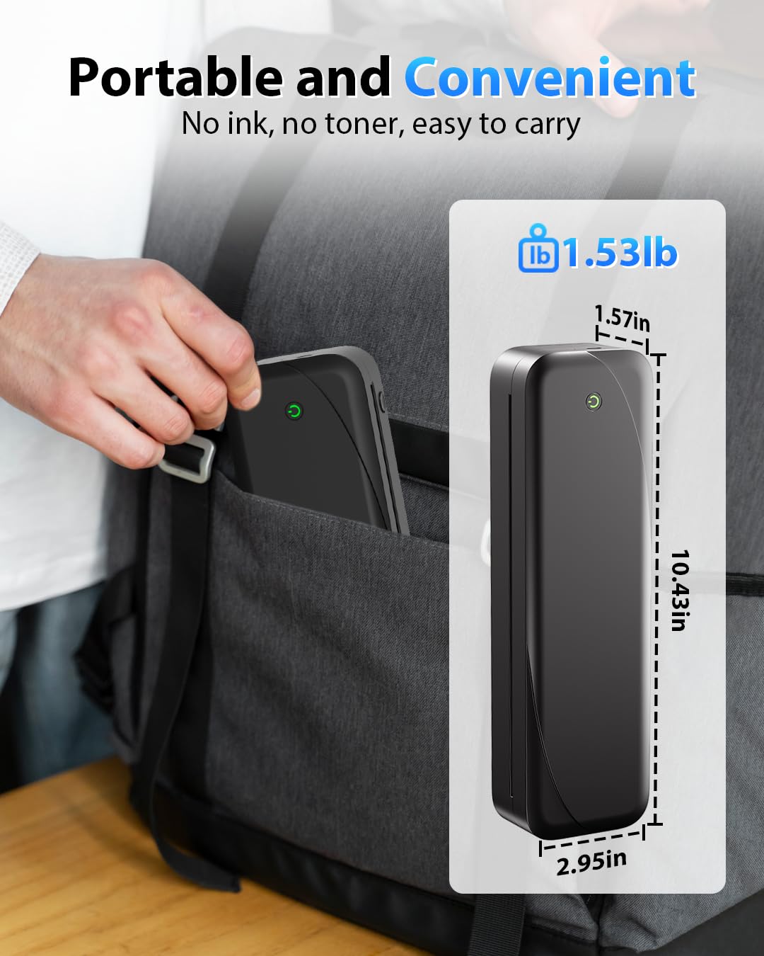 Memoking M833 A4 Thermal Printer - Portable Bluetooth Printer, 304 DPI High Resolution, Compatible with A4/A5/A6/4x6/3x5 Paper Sizes for Office, Home & Photo Printing (Works with Phone, Tablet & PC) - Perfect for Receipts, Labels, Documents & Instant Photos