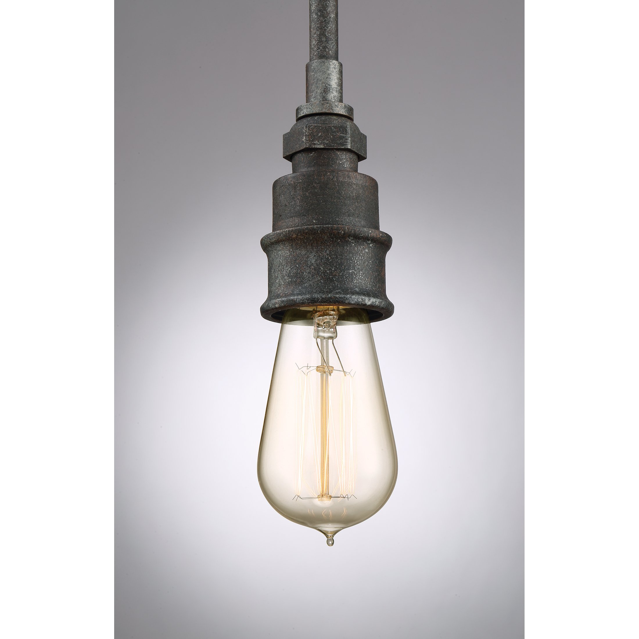 Quoizel Squire 1-Light Rustic Black Mini Pendant Light Fixture - Perfect for Kitchen Island, Dining Room, or Entryway Lighting