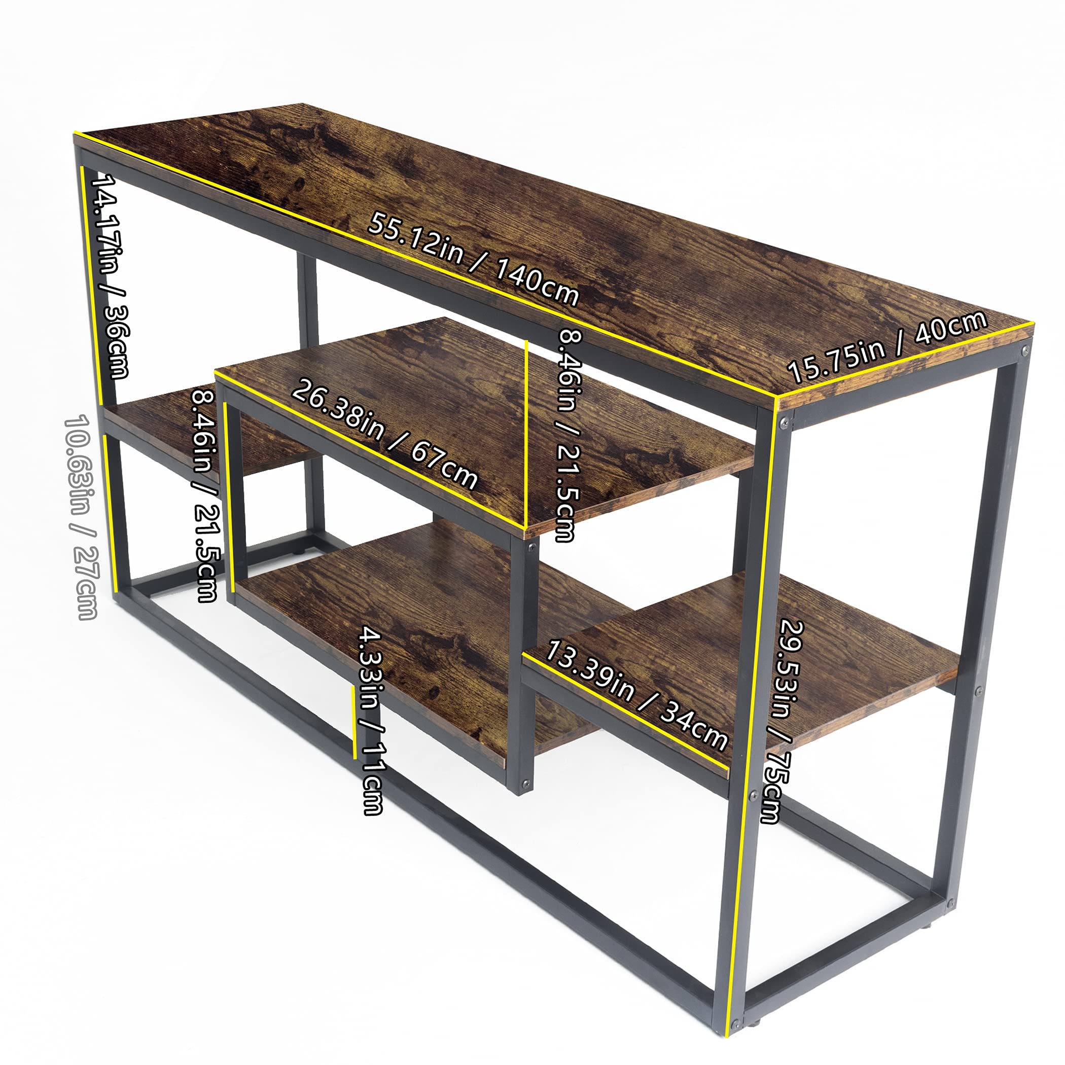 **Becko Rustic Brown TV Stand for 50-60 Inch TVs - Farmhouse Entertainment Center with Storage Shelves, Industrial Media Console Table for Living Room - Perfect for Home Theater & Modern Farmhouse Decor**
