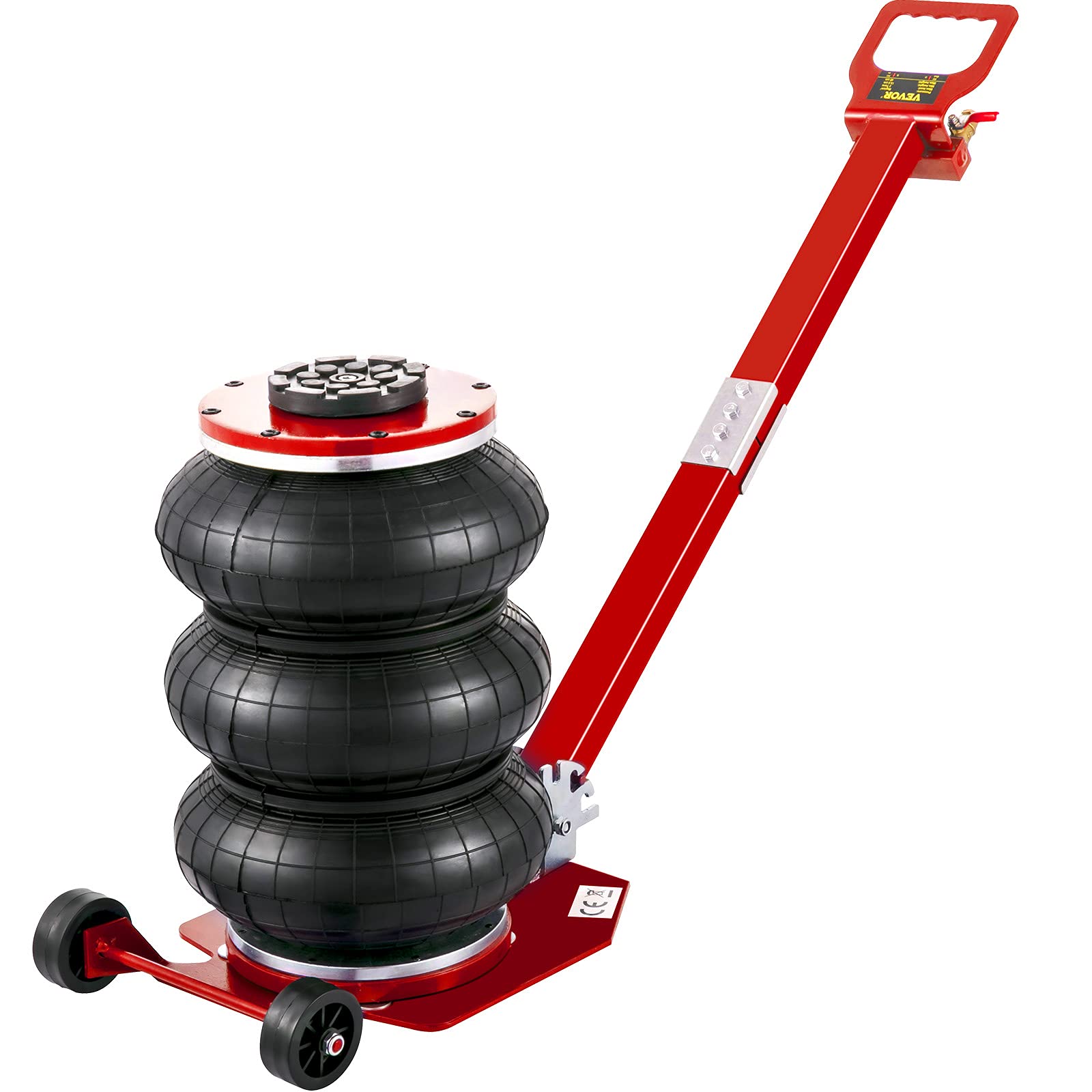 VEVOR 3 Ton (6600 lbs) Triple Bag Air Jack - Fast Lifting Car Jack with Adjustable Long Handle (Red) - Ideal for Emergency Roadside Repairs, Vehicle Maintenance, and Off-Road Recovery