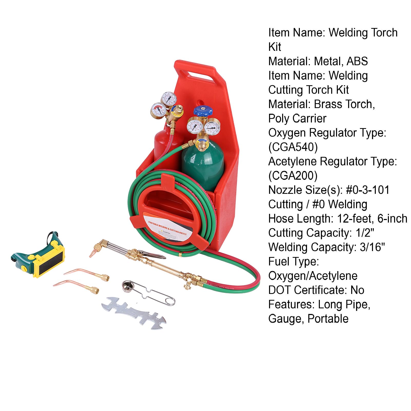 Professional Oxygen Acetylene Welding Torch Kit - Portable Brazing & Cutting Torch with Long Pipe Brass Nozzle & Pressure Gauge - Perfect for Metal Fabrication, HVAC Repair, and DIY Welding Projects