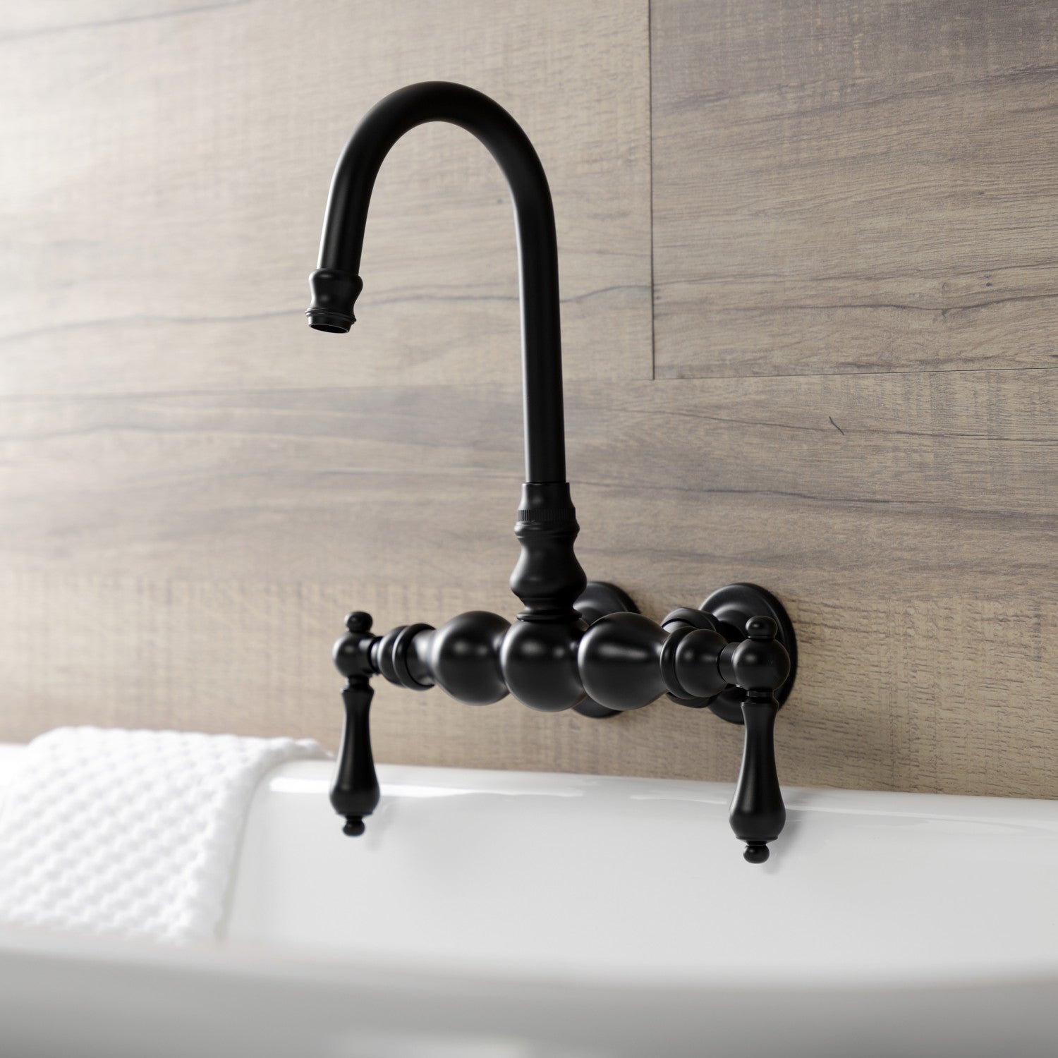 Vintage Matte Black Clawfoot Tub Faucet - Two Handle Wall Mount Bathroom Fixture for Antique & Modern Bathrooms | Perfect for Classic Clawfoot Tubs and Freestanding Bathtubs
