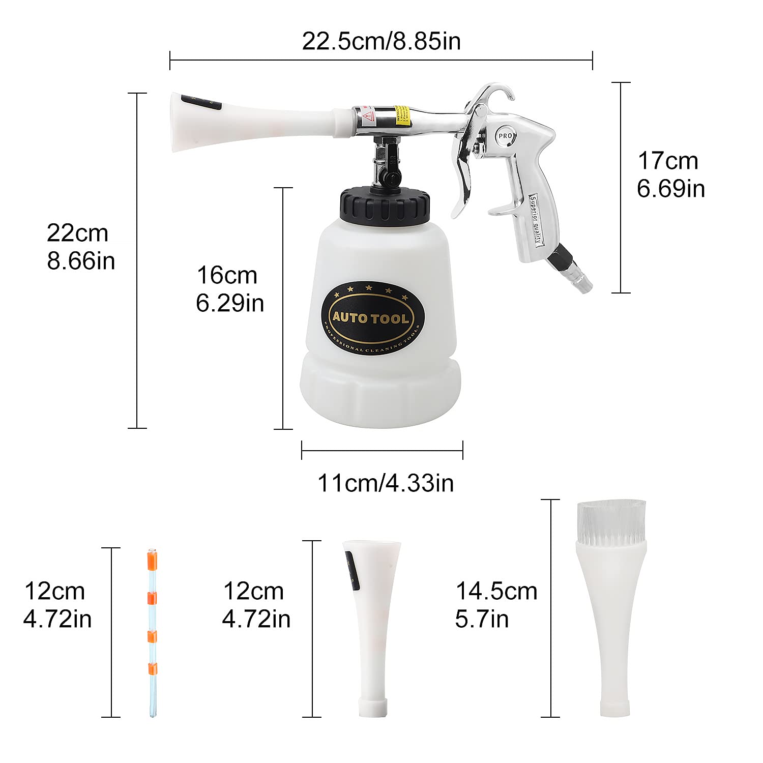 High Pressure Car Wash Gun with 1L Bottle & Washing Brush - Turbo Car Cleaning Kit for Interior & Exterior Detailing | Compatible with Air Compressor | Perfect for Home Car Washing, Auto Detailing & Vehicle Maintenance
