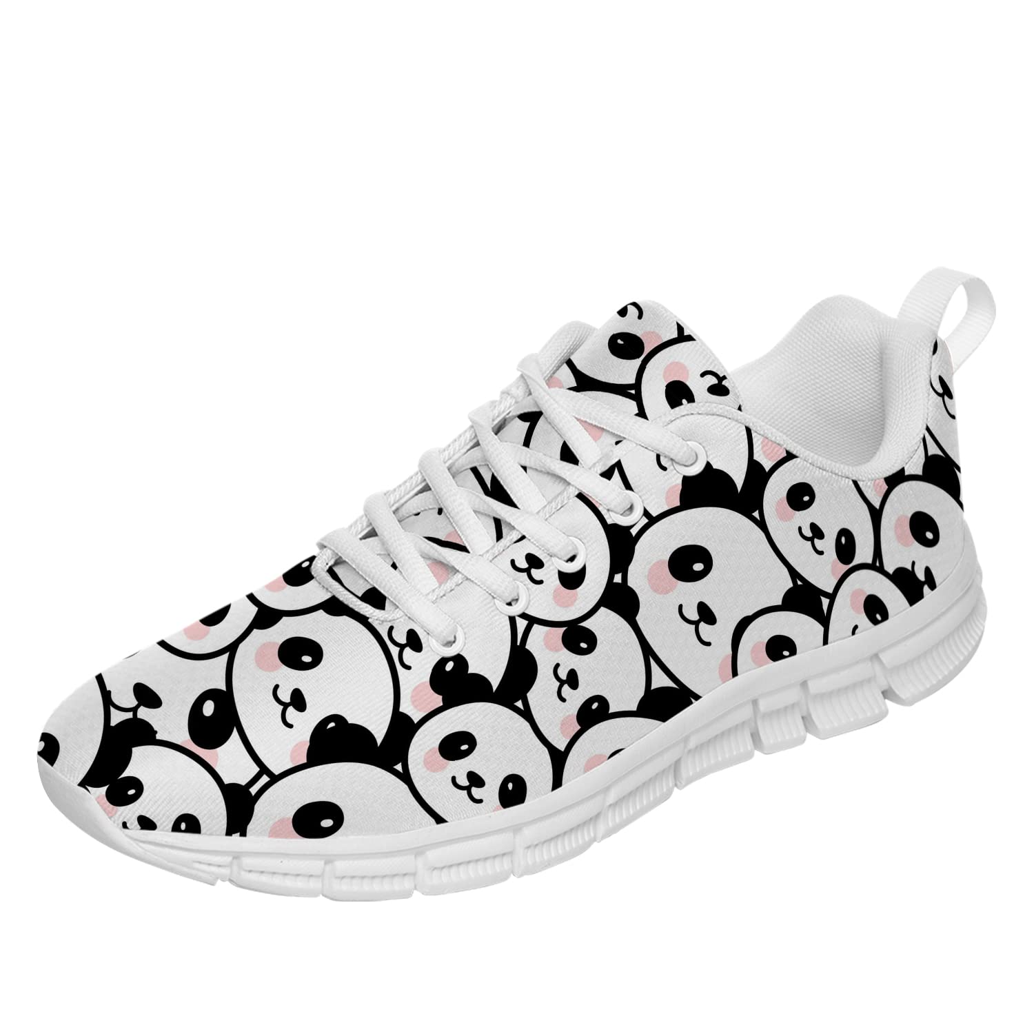 3D Printed Panda Face Sneakers for Women & Men - Breathable Mesh Tennis Shoes in White & Black (Women Size 10, Men Size 8.5) - Perfect Gift for Girls, Boys & Adults - Great for Casual Wear, Sports & Daily Fashion