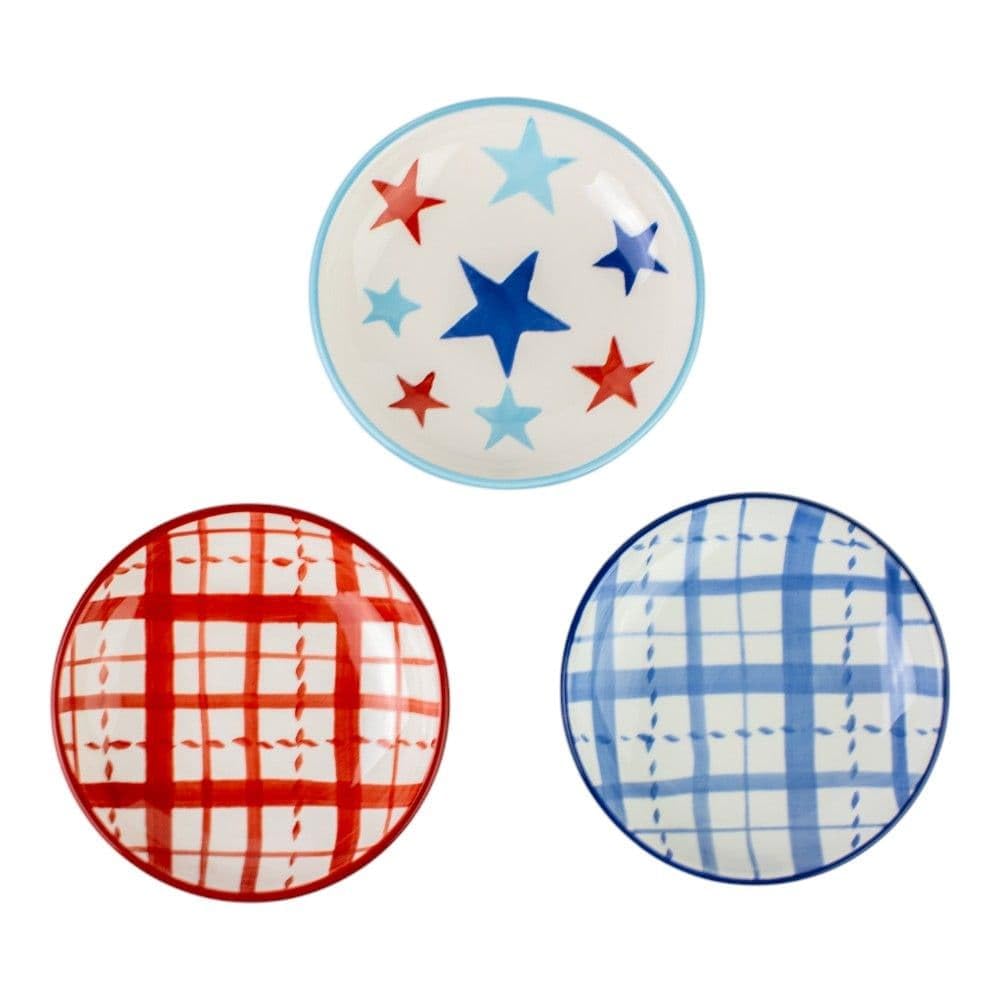 Americana Trinket Dish Set of 3 - Decorative Ceramic Jewelry Holder for Rings, Earrings & Keys | Perfect for Vanity, Bathroom & Nightstand Organization