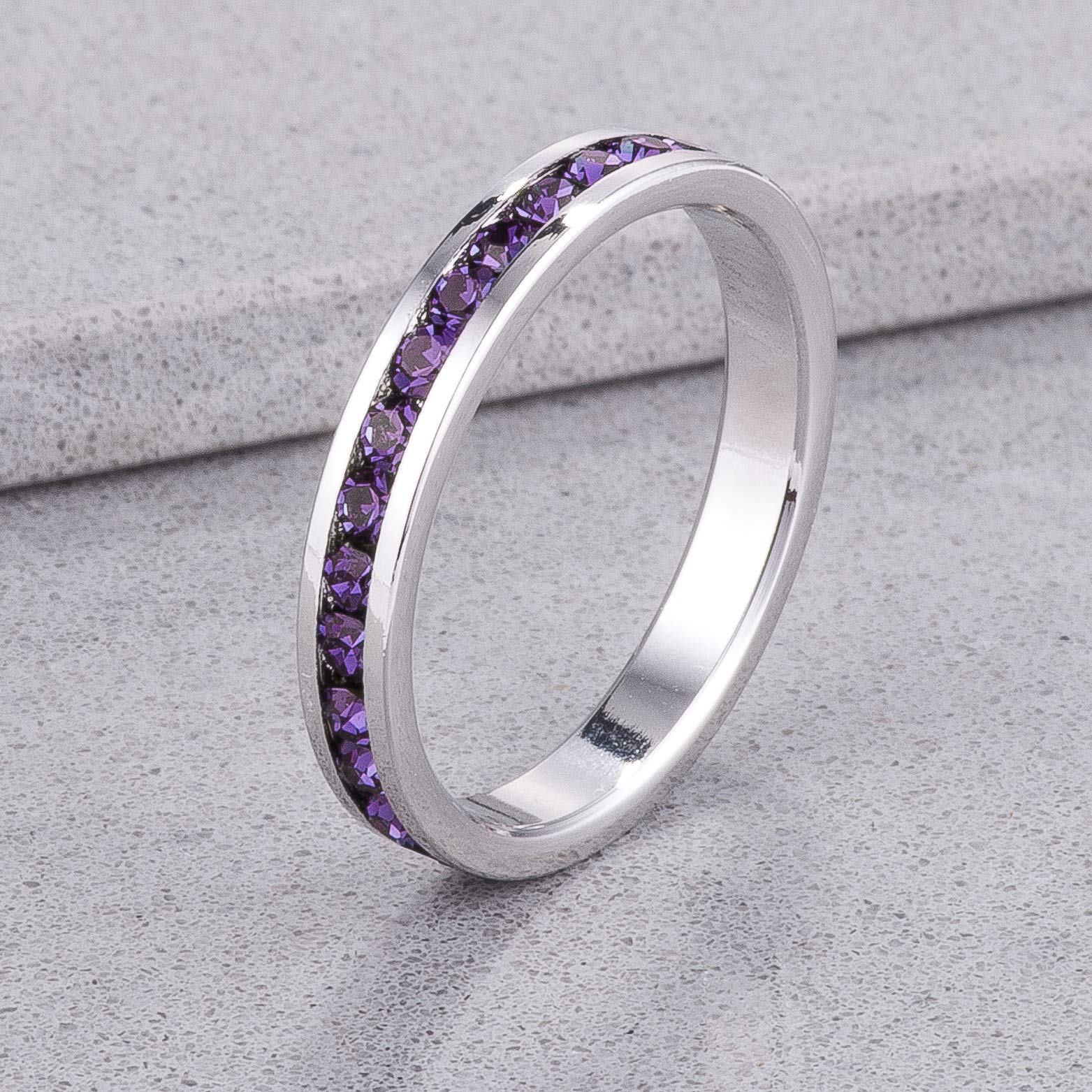 Elegant Swarovski Crystal Birthstone Stackable Eternity Rings for Women - Perfect for Anniversary Gifts, Bridal Jewelry & Everyday Wear