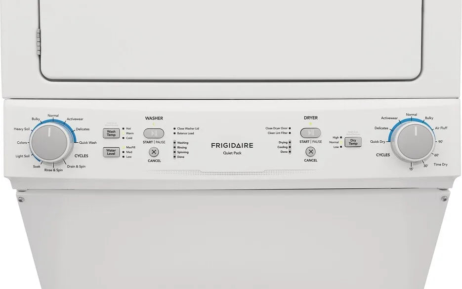 Frigidaire 27 Inch Stacked Washer and Dryer Laundry Center in White - FLCE7523AW | Perfect for Small Spaces & Apartments | Energy Efficient & Space Saving Laundry Solution