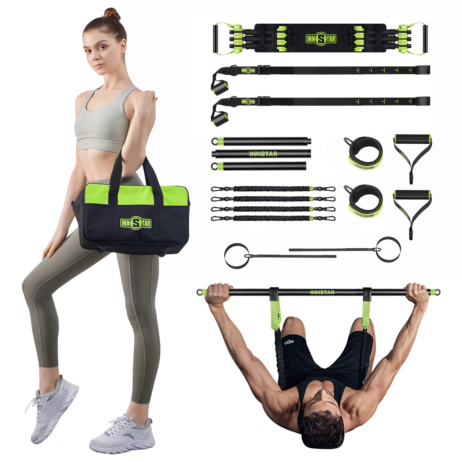 INNSTAR Resistance Bands Set with Handles & Workout Bar - Home Gym Equipment for Full Body Training | Strength Training, Physical Therapy & Yoga Accessories