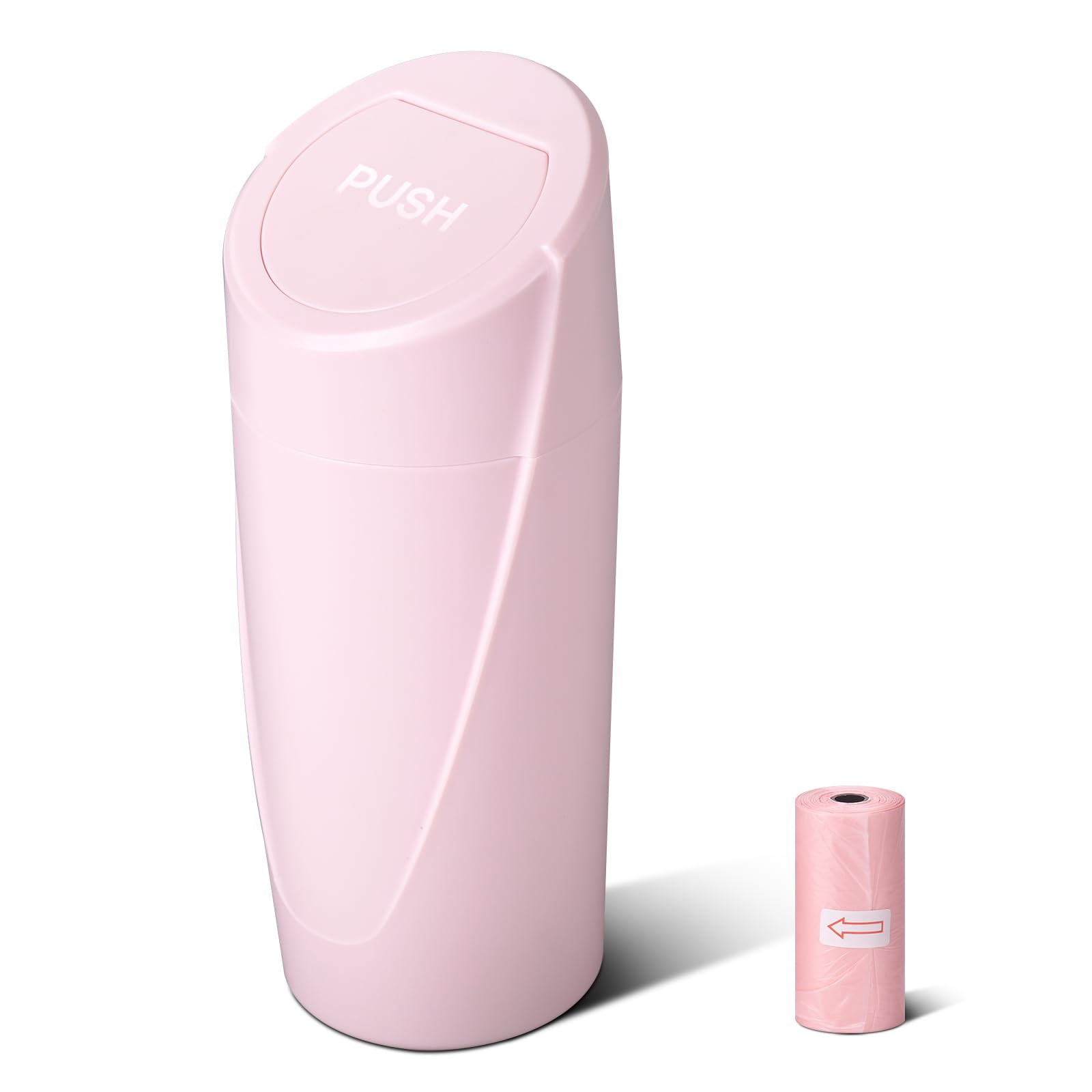 Leakproof Pink Car Trash Can with Lid - Mini Vehicle Garbage Bin for Cup Holder - Includes 20 Trash Bags - Car Organizer for Front & Back Seat Storage - Perfect for Road Trips, Commuting & Keeping Your Car Clean