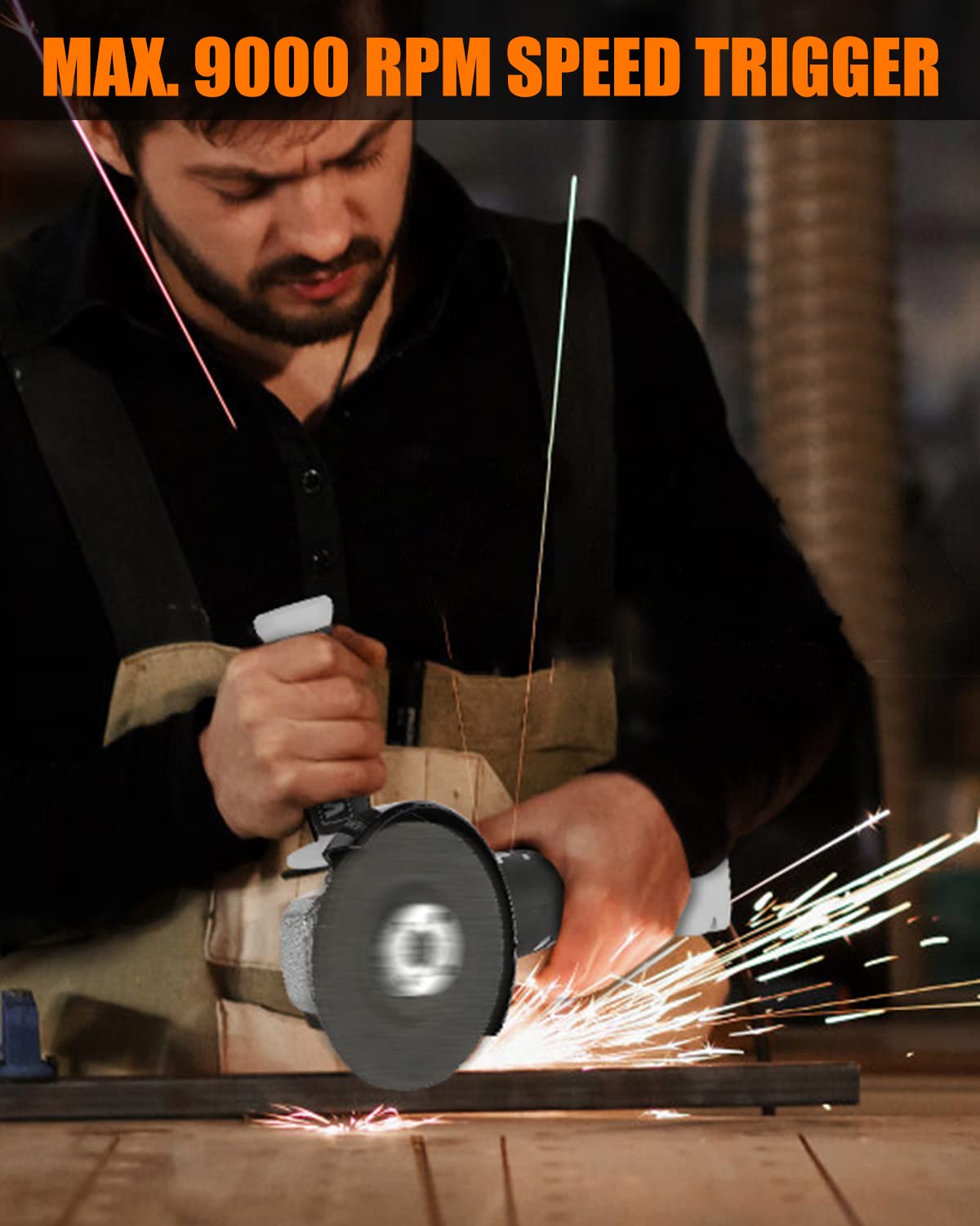 WORKSITE 4-1/2 Inch Cordless Angle Grinder with 4-Pole Motor - Includes 4.0Ah Battery, Charger, Cutting Wheels & Accessories - Perfect for Metal Cutting, Grinding & DIY Projects