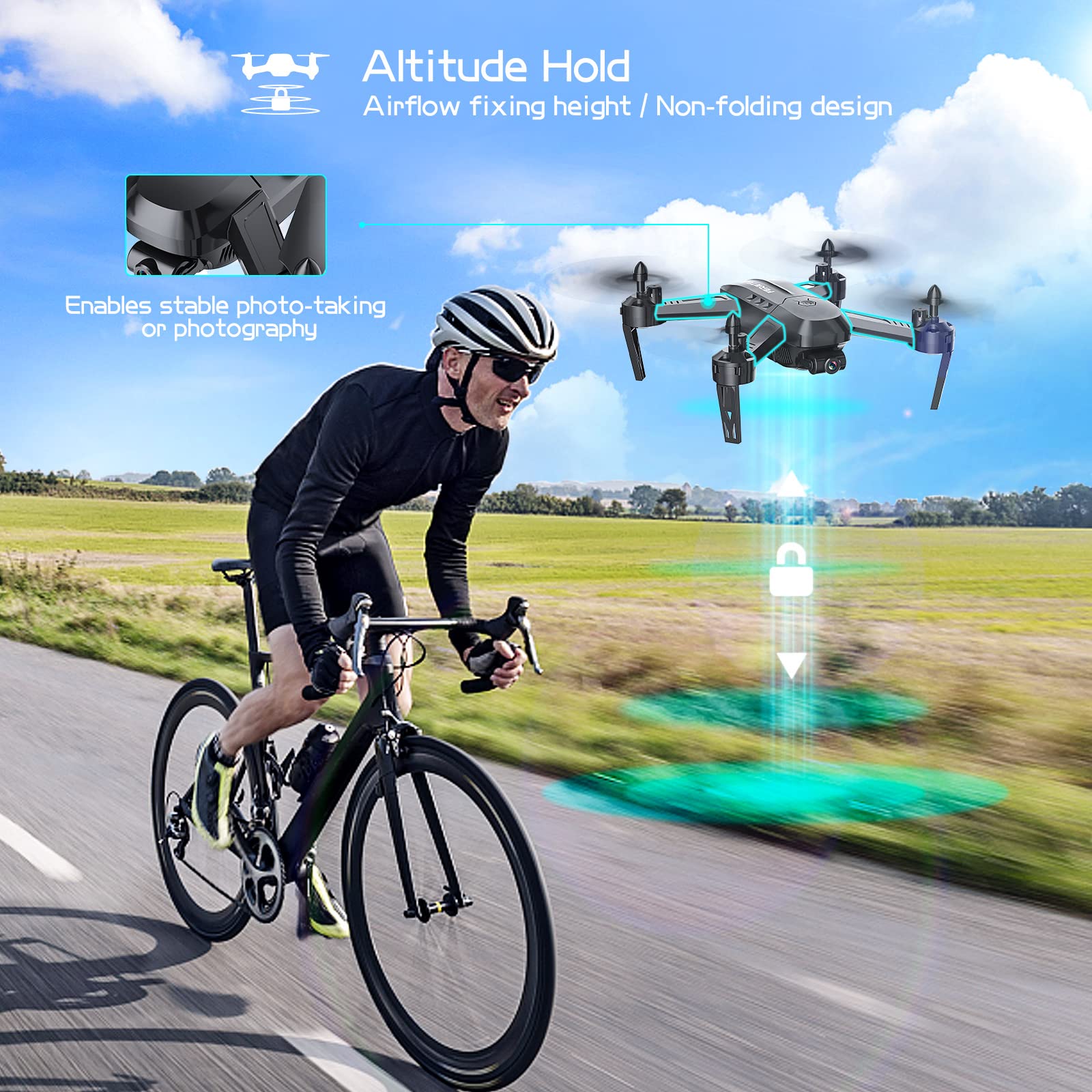 FERIETELF T6 Drone with 1080P HD Camera - Long Distance RC Quadcopter with 2 Batteries & FPV for Adults, Beginners, Kids | Perfect Birthday Gift for Boys & Girls | Outdoor Aerial Photography, Travel Adventures, Family Fun