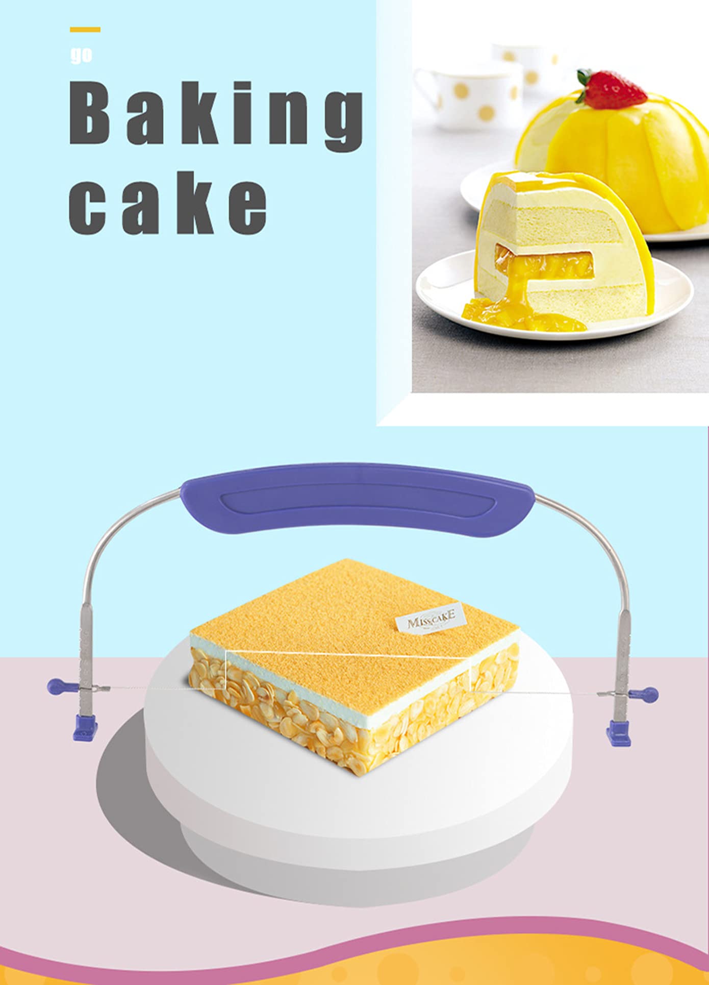 WAFJAMF Adjustable Cake Leveler Cutter - Professional 10 Inch Stainless Steel Wire Cake Slicer Tool for Perfect Layer Cakes | Ideal for Wedding, Birthday & Baking Enthusiasts