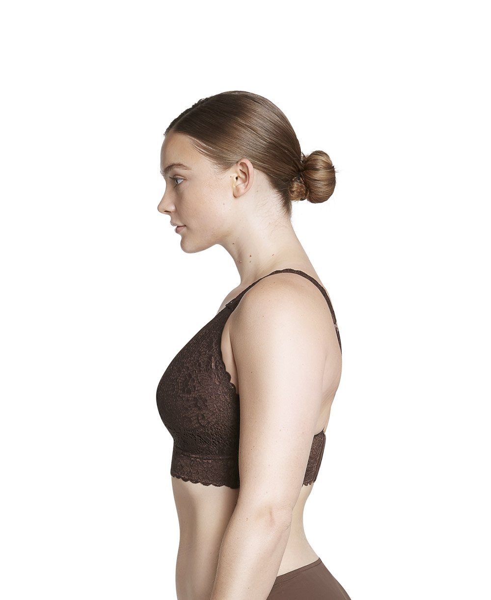 Parfait Adriana Wire Free Lace Bralette in Deep Nude - Comfortable Wireless Bra for Everyday Wear, Yoga & Lounge