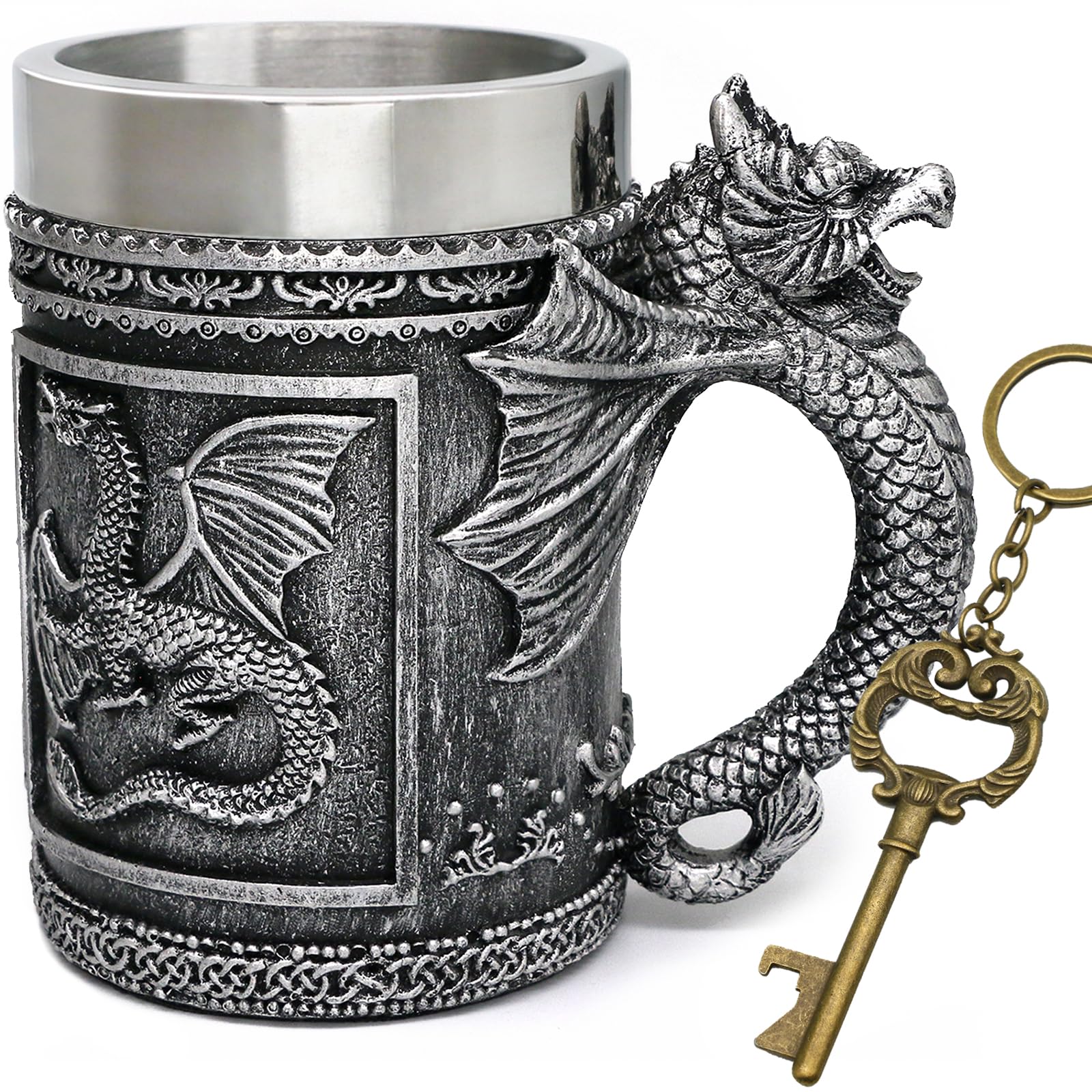 Dungeons and Dragons Stainless Steel Coffee Mug - 21oz Large Gaming Beer Tankard for D&D Fans - Perfect Gift for Men, Collectors & Lovers - Great for Game Nights, Parties & Fantasy Decor