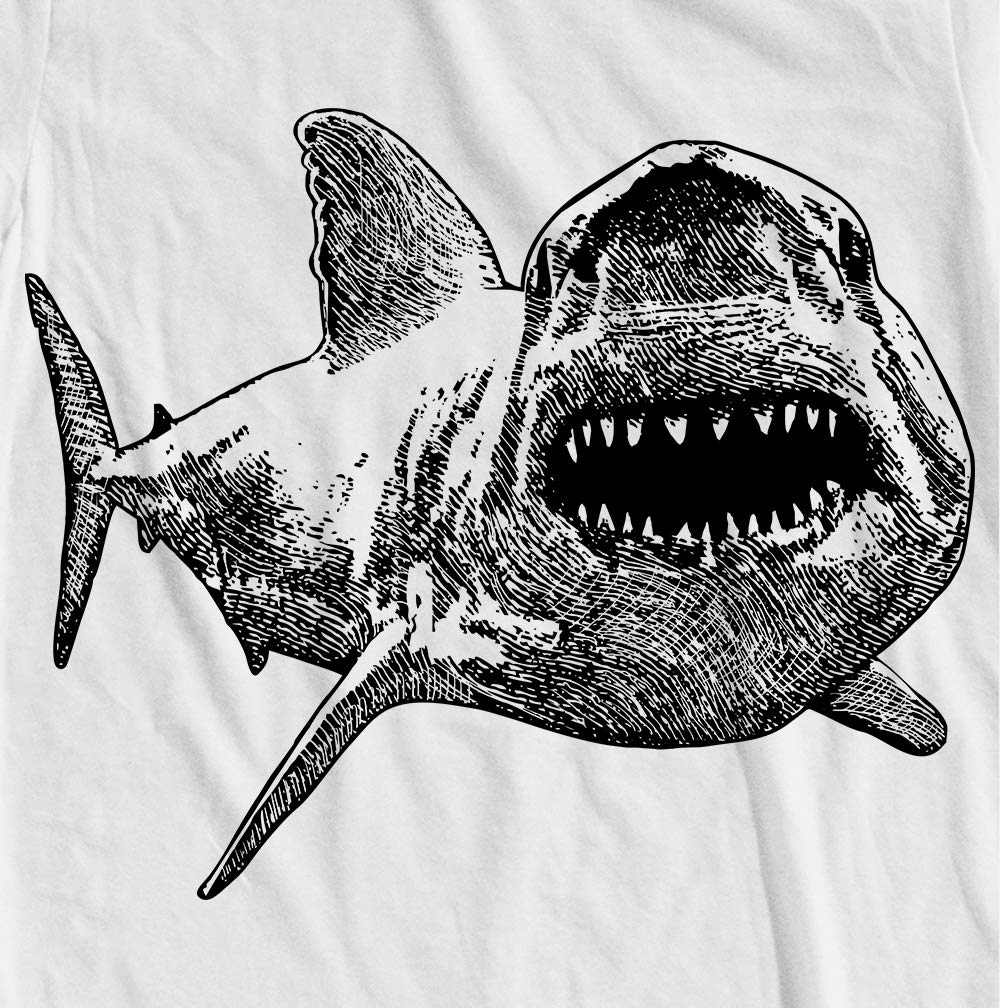 Great White Shark T-Shirt with Teeth Design - Unisex Shark Attack Graphic Tee for Men & Women - Perfect for Beach, Fishing Trips & Shark Week