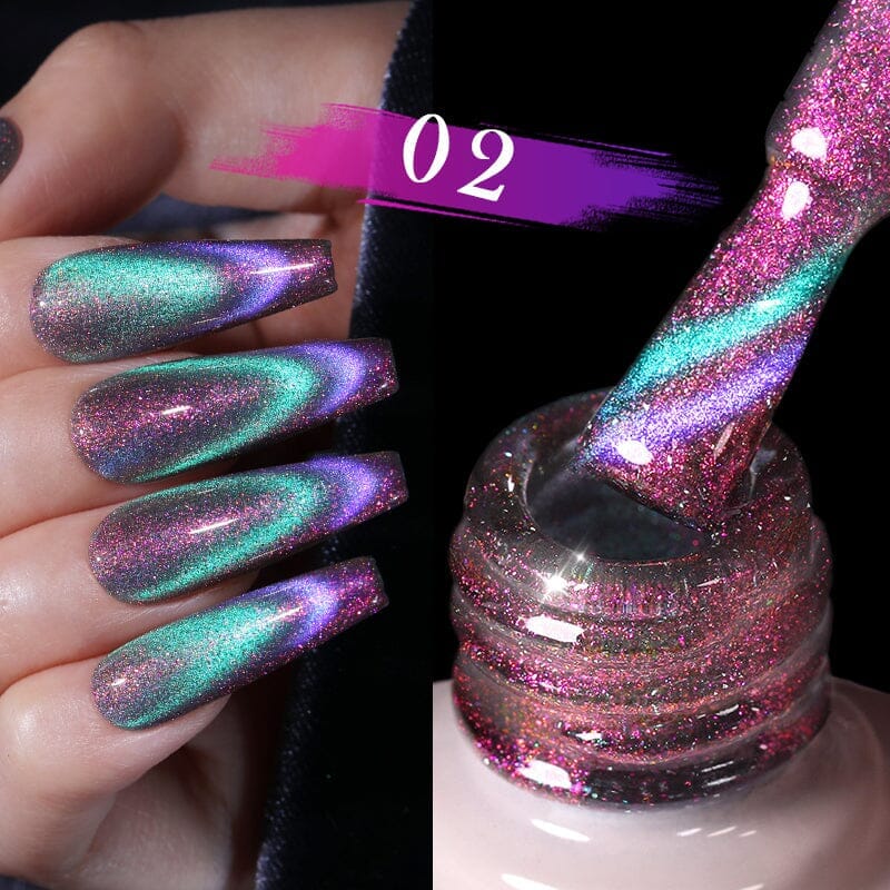 Reflective Glass Cat Magnetic Gel Nail Polish - 10ml Long-Lasting Shine for Manicures & Pedicures - Perfect for Nail Art, Salon & Home Use