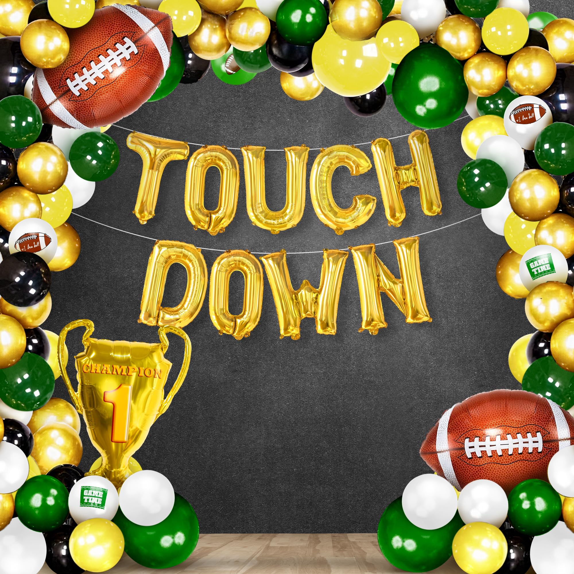 KatchOn 130-Piece Football Balloon Arch Kit - Party Decorations with Trophy Balloons & Backdrop | First Down Birthday, Baby Shower, Game Day Decor | Perfect for Football Themed Parties, Tailgating, and Sports Events