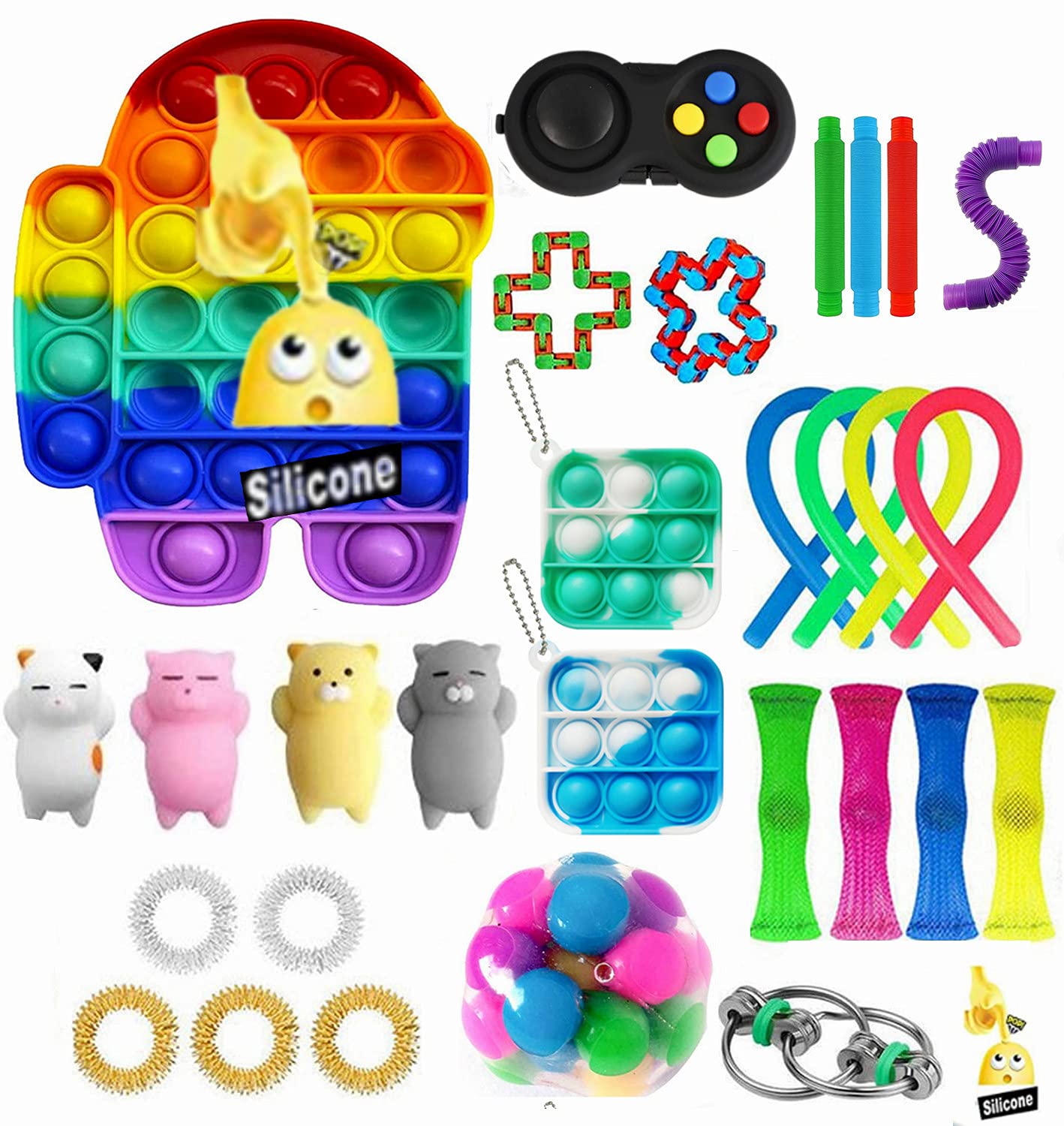 29-Piece Fidget Toys Set for Stress Relief - Pop Bubble Sensory Toys for Kids & Adults with ADHD, ADD, OCD & Autism - Perfect for Party Favors, Classroom Rewards & Anxiety Relief