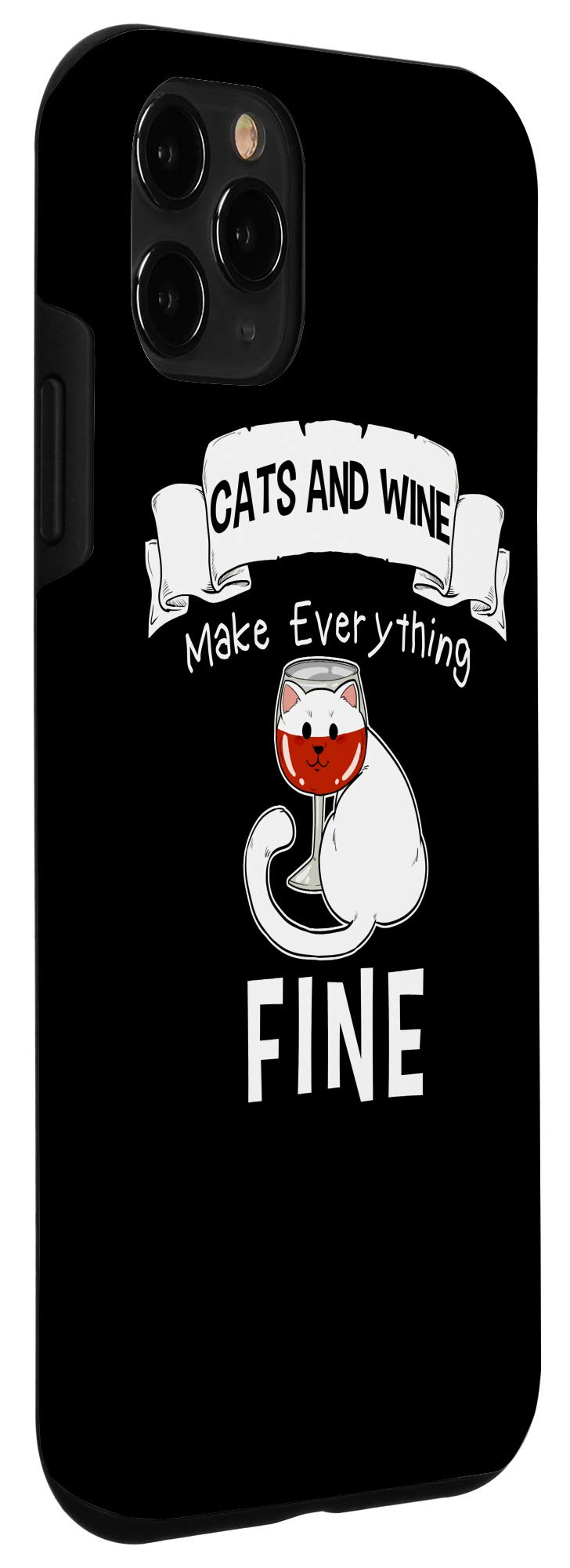 Funny Cats Wine Red iPhone 11 Pro Case - Cute Kitten & Merlot Wine Design Protective Phone Cover for Women & Men - Perfect for Parties, Gifts, and Wine Lovers
