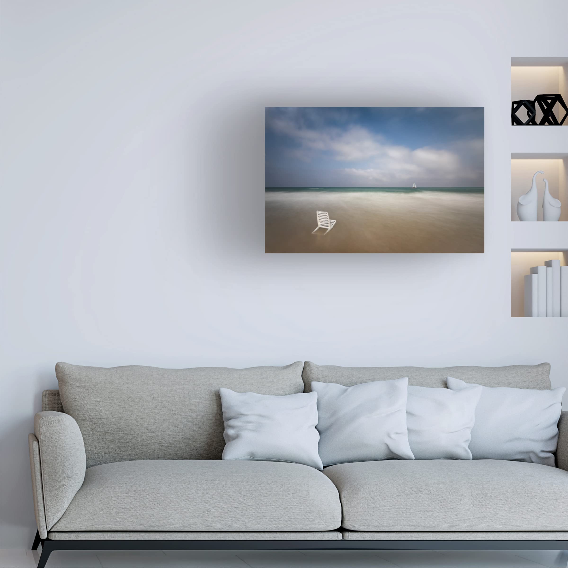 Trademark Fine Art 'Sail Away' Canvas Wall Art Print by Azriel Yakubovitch - Nautical Beach Decor for Living Room, Bedroom & Office