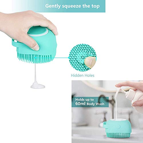 PURE SOUL 2-Pack Silicone Bath Brush Set with Shampoo Dispenser & Back Scrubber - Ultra Soft Exfoliating Body Brush for Deep Cleaning & Gentle Massage - Perfect for Shower, Spa & Skincare Routine (Men, Women & Kids)