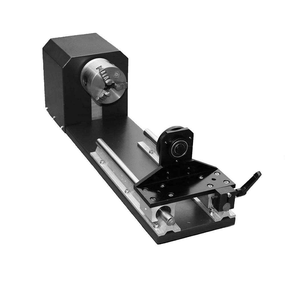 80mm CNC Router Rotary Axis Attachment with 3-Jaw Chuck & 2-Phase Stepper Motor for CO2 Laser Engraving & Cutting Machines - Perfect for Cylindrical Engraving, Woodworking, and Metal Fabrication