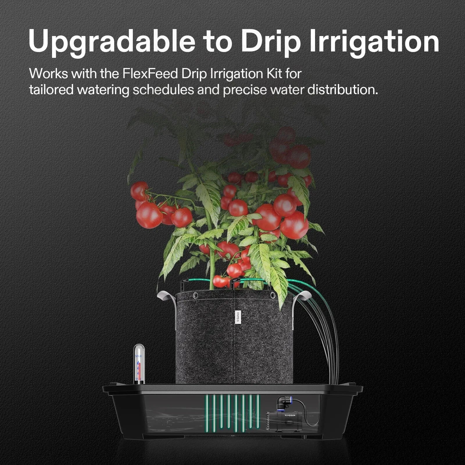 VIVOSUN FlexFeed Self Watering Fabric Pot Base with 6L Reservoir - Automatic Plant Watering System for Indoor/Outdoor Gardening, Hydroponics & Greenhouse Use