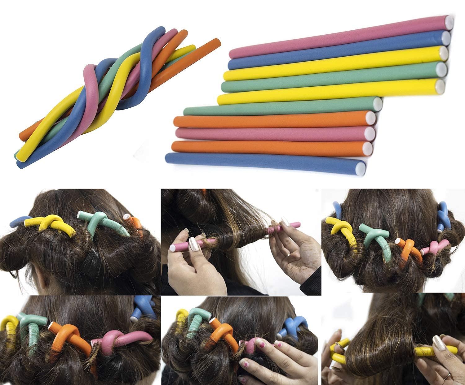 SUPER Hair Curling Flexi Rods Set of 10 - Soft Spiral Foam Rollers for Heatless Curls & Waves - No Heat Hair Curlers for Natural Curly Hairstyles - Perfect for Overnight Styling, Salon Results at Home, and Damage-Free Hair Care