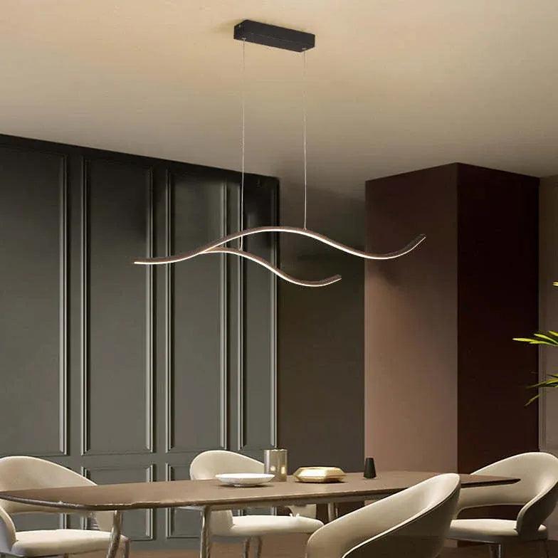 Modern Black Curved Pendant Light for Dining Room - Minimalist Design, Adjustable Hanging Fixture - Perfect for Kitchen Island, Breakfast Nook & Contemporary Dining Spaces