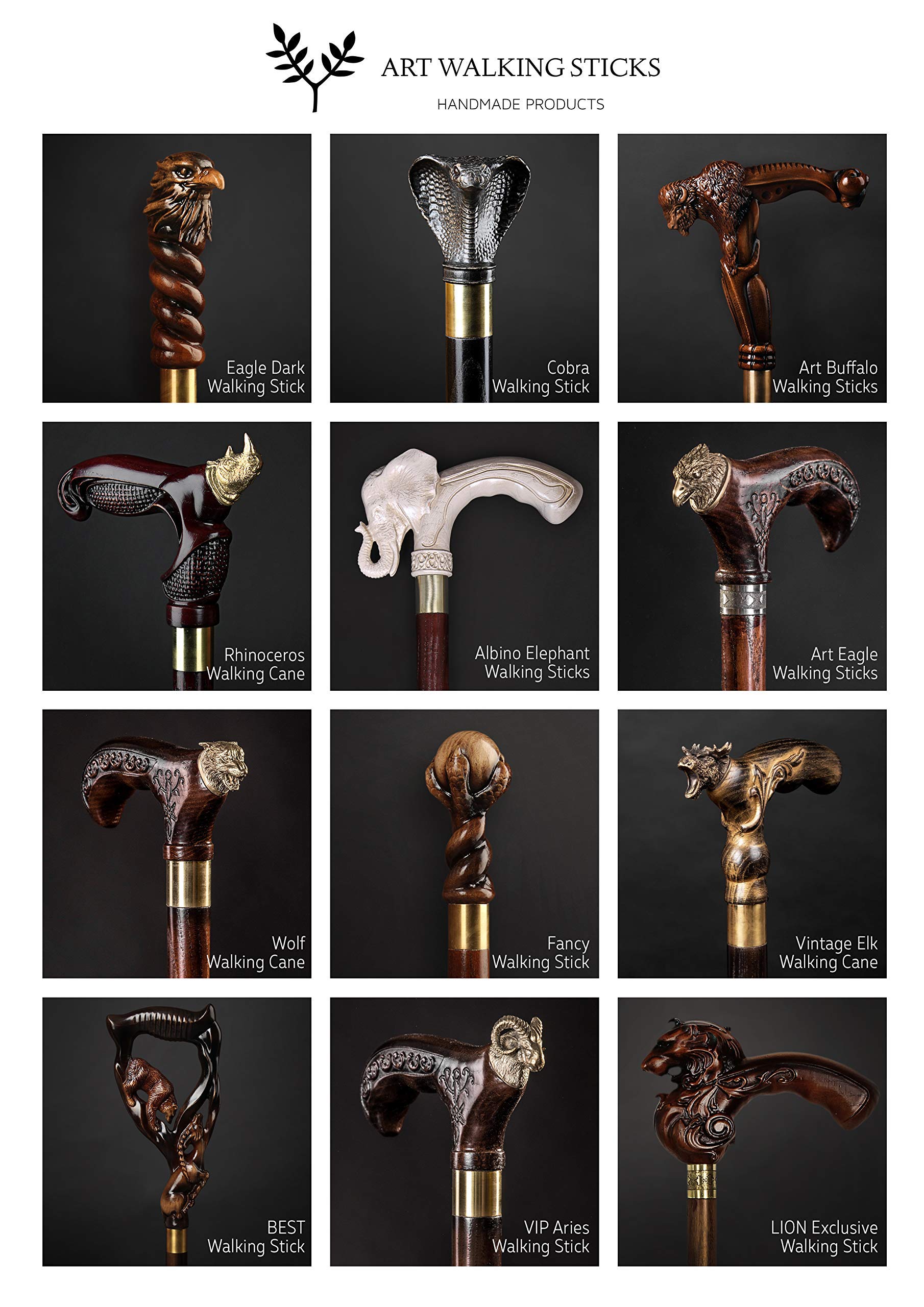 Hand Carved African Goat Wooden Walking Cane - Unique Horn Design Handmade Cane Stick - Perfect Gift for Hikers, Collectors & African Art Enthusiasts - Ideal for Outdoor Adventures, Home Decor & Cultural Displays