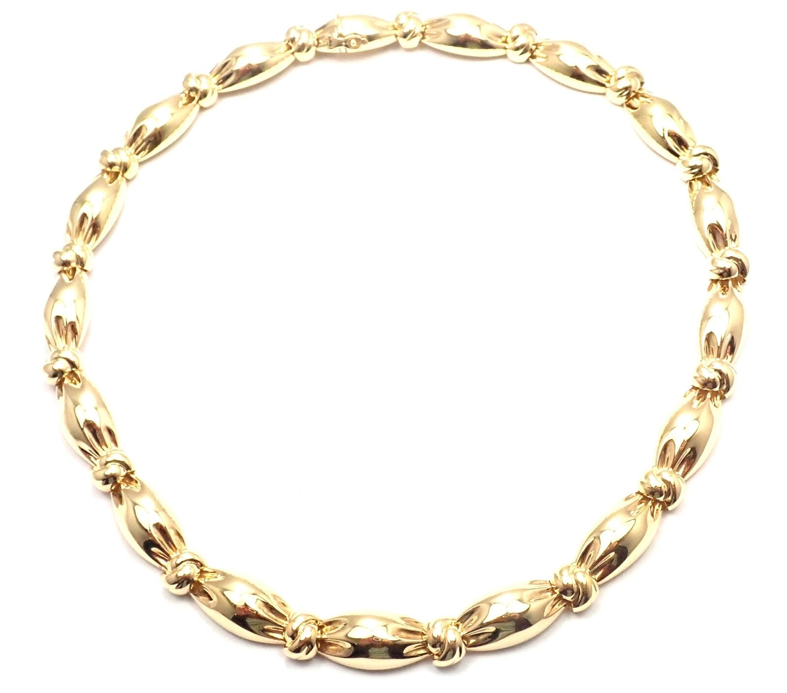 Authentic Van Cleef & Arpels 18k Yellow Gold Knotted Link Necklace - Luxury Vintage Jewelry for Women - Perfect for Weddings, Anniversaries & Special Occasions