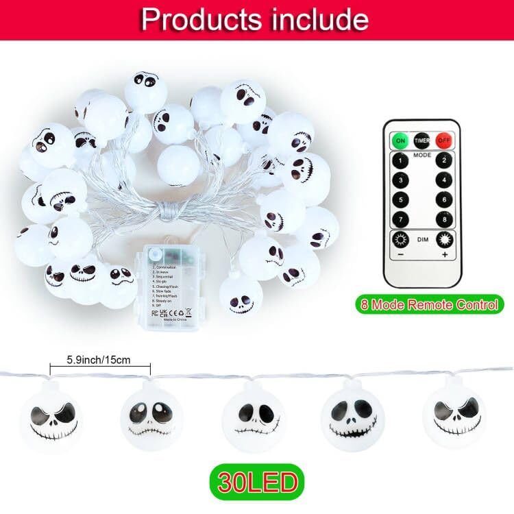 30 LED Battery Operated Halloween Lights - Indoor/Outdoor Waterproof String Lights for Home, Bedroom, Patio, Balcony - Perfect for Halloween Party Decorations, Christmas, Wedding & Garden Lighting