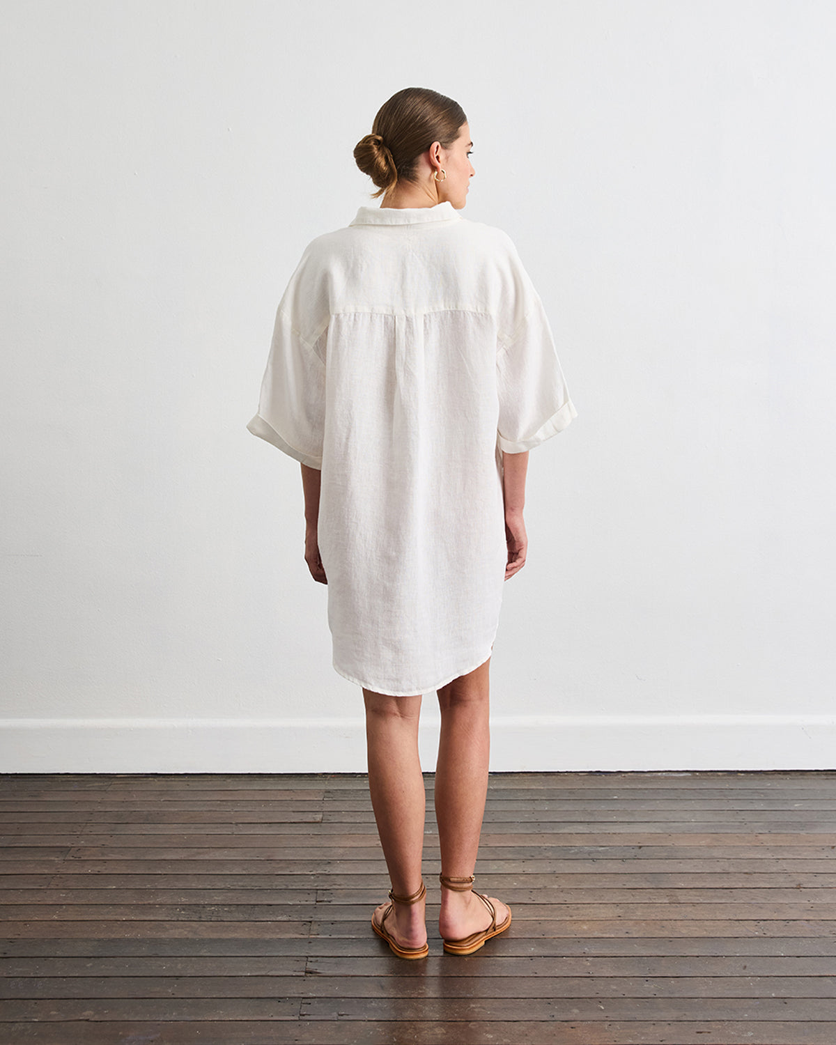 Villa Linen Shirt Dress for Women - White Summer Casual Dress - Perfect for Beach, Vacation & Everyday Wear