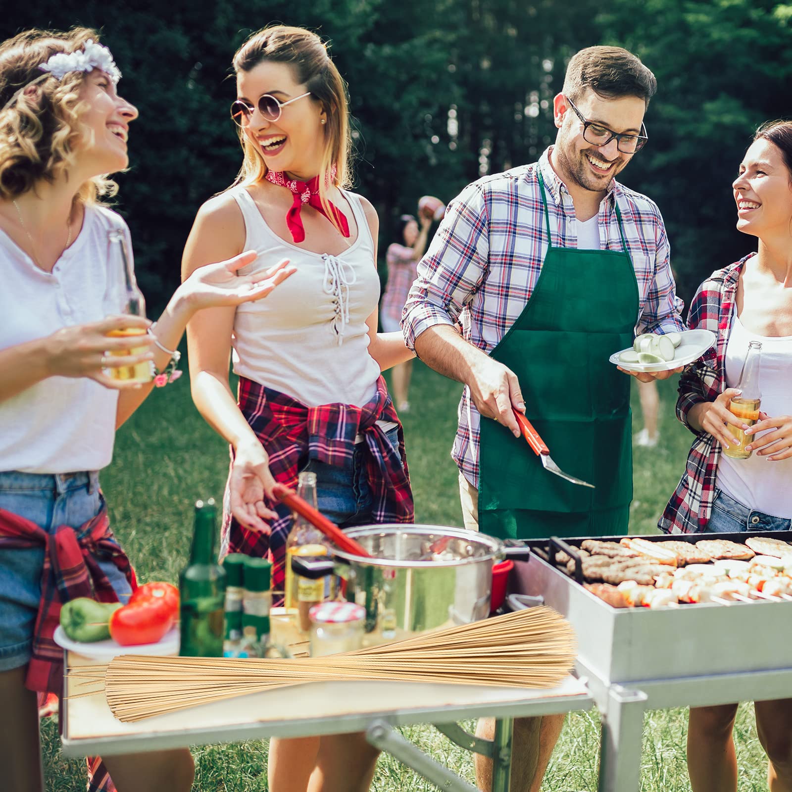 180-Piece Bamboo Marshmallow Roasting Sticks - 36 Inch Thick Bamboo Skewers for Camping, BBQ, Fire Pits | Disposable Hot Dog Forks & Kebab Sticks for Outdoor Cooking, Picnics, and Backyard Parties