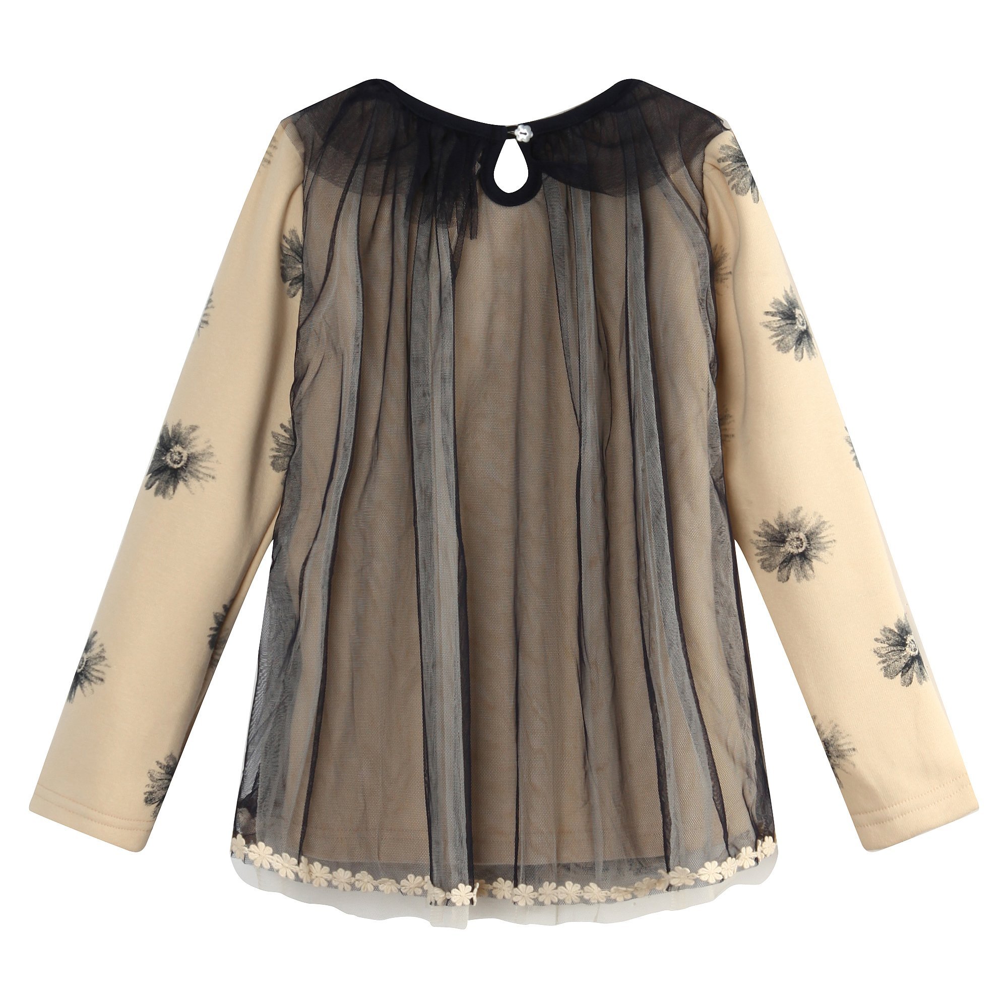 Richie House Girls' Floral Pearl Embellished Fashion Top - Elegant Blouse for Birthday Parties, Photo Shoots & Special Occasions