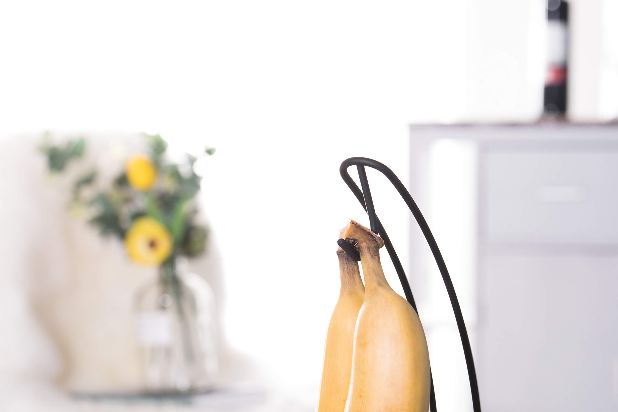 Basicwise Metal Wire Fruit Basket with Banana Hanger - Rustproof Kitchen Countertop Organizer for Fruits, Vegetables & Snacks - Perfect for Dining Table, Pantry or Office Break Room (Black)