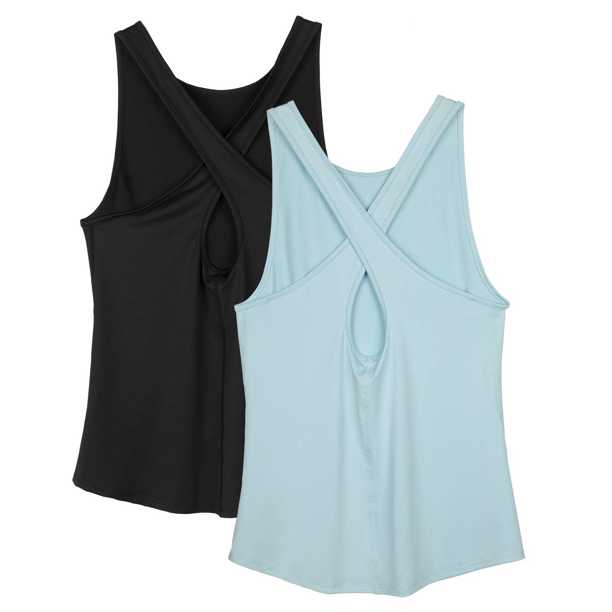 Icyzone Women's Workout Tank Tops - Breathable Open Back Yoga Shirts, Athletic Running Tops for Gym & Fitness (2-Pack) | Perfect for Yoga, Running, Gym Workouts & Summer Sports