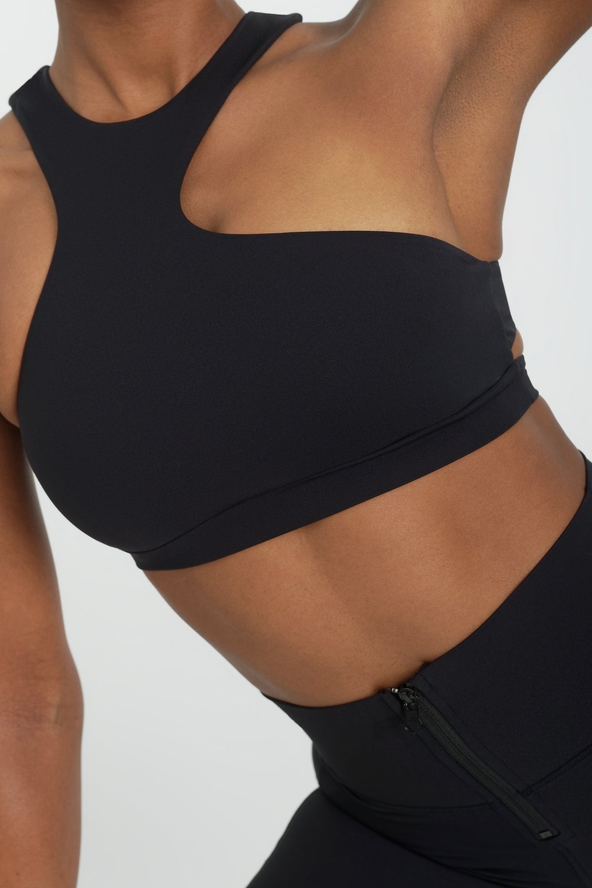 Bronx Cut Out Sports Bra for Women - High Support Workout Top - Black - Perfect for Yoga, Running & Gym